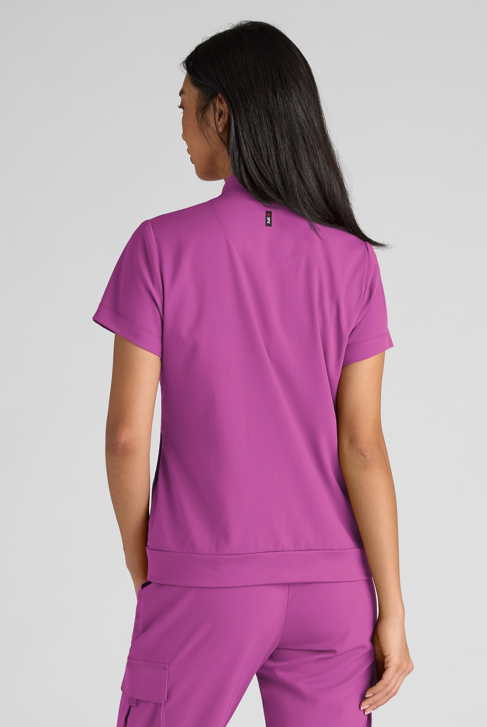 Grey's Anatomy by Barco Emerge Rowen Women's 2-Pocket STRETCH Banded Bottom Zip Scrub Top