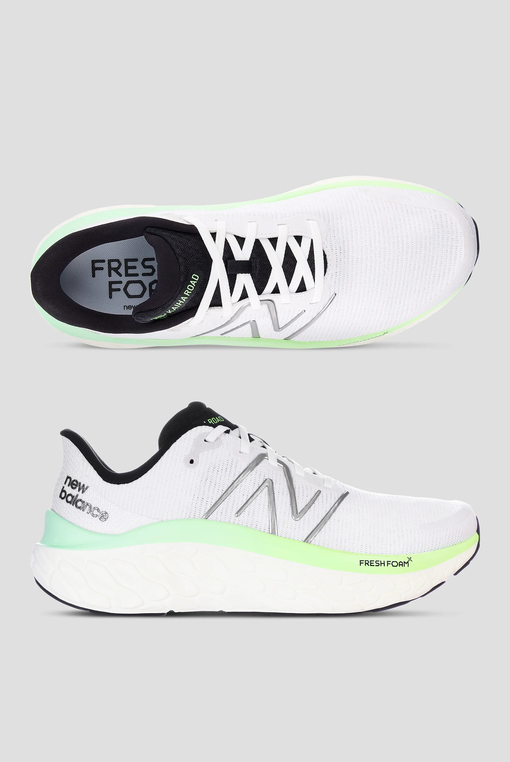 New Balance Men's Kaiha White/Mint Flash Athletic Lace Up Shoes