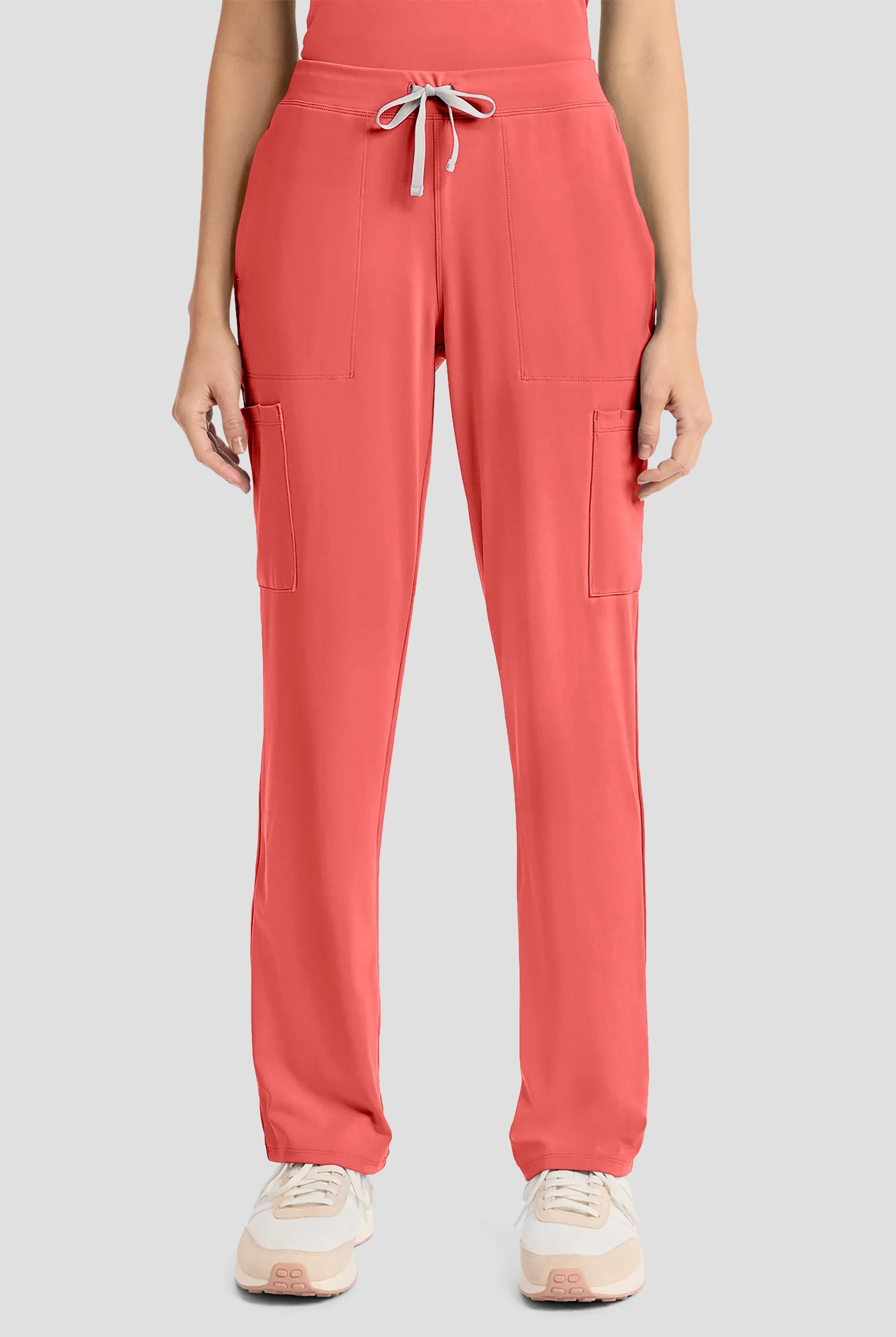 Cherokee Achieve Women's 5-Pocket STRETCH Elastic Waist Drawstring Cargo Scrub Pants