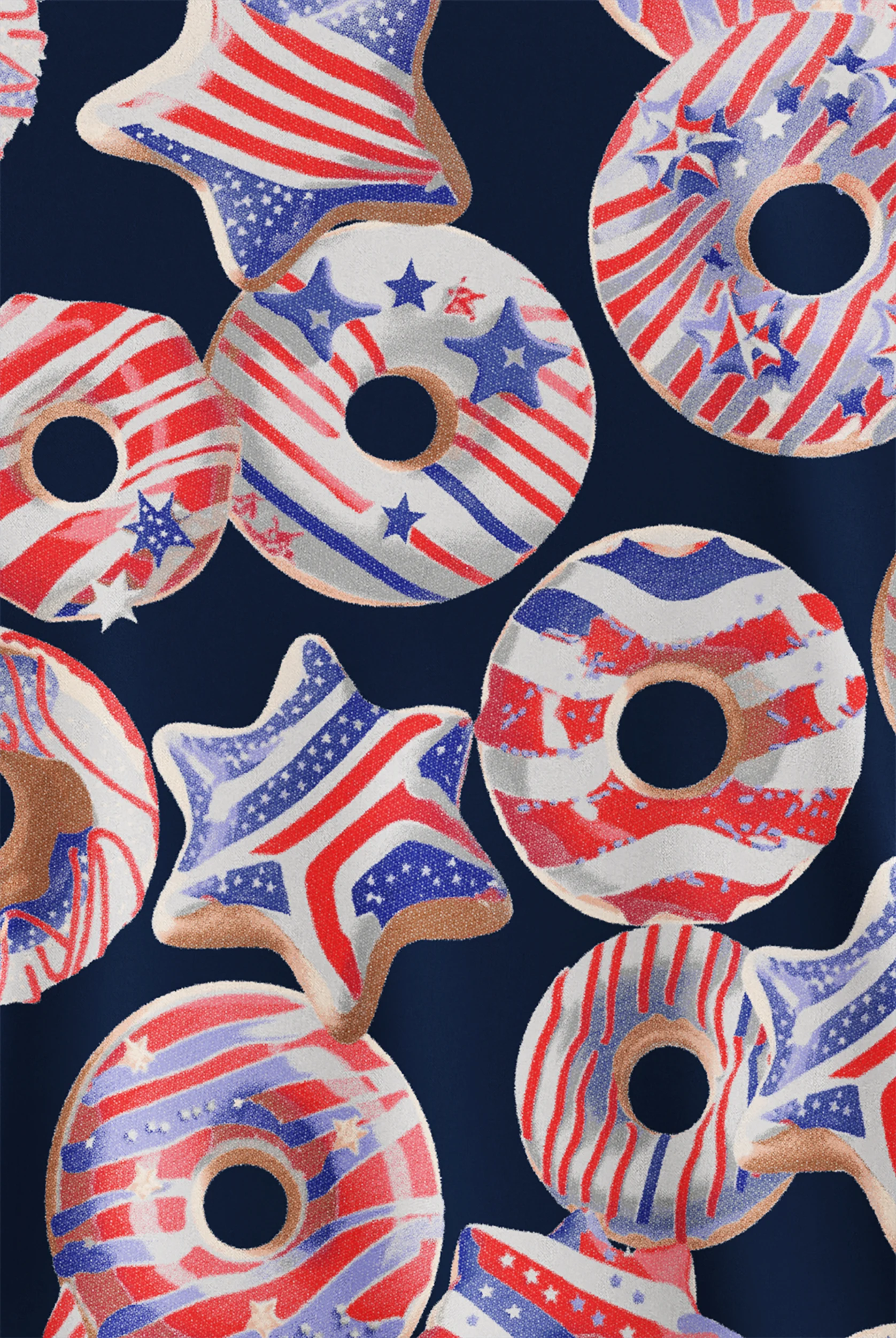 Butter-Soft STRETCH Sweet Liberty Navy Women's 2-Pocket V-Neck Print Scrub Top