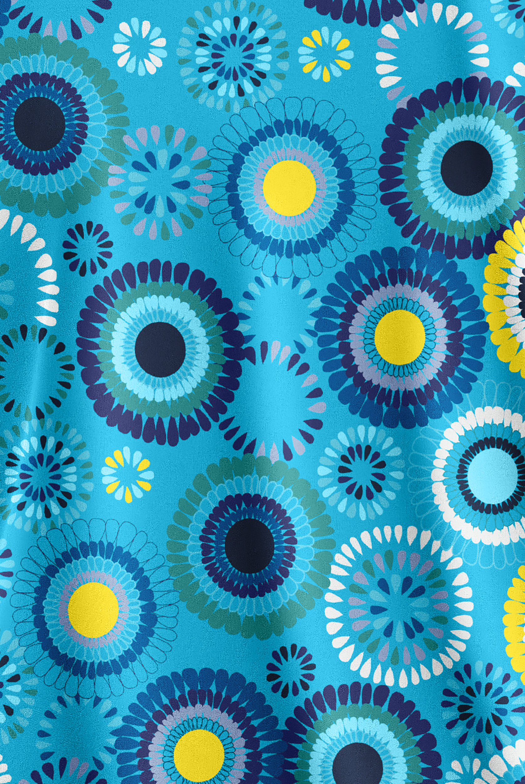 Butter-Soft STRETCH Odessa Floral Turquoise Women's 2-Pocket V-Neck Print Scrub Top