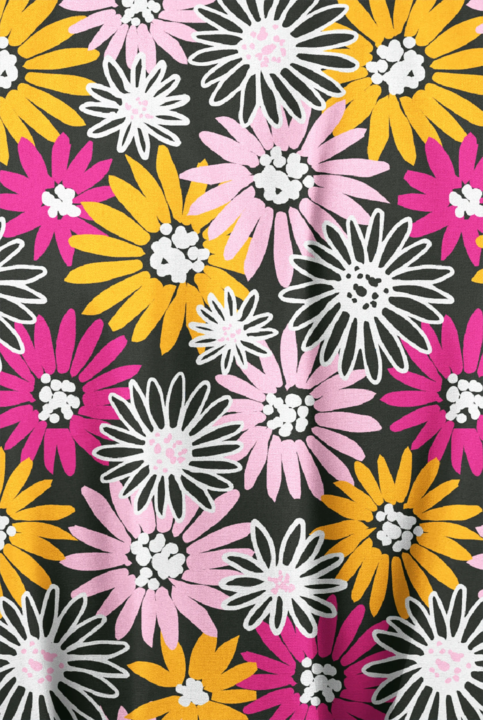 Butter-Soft Originals Pop Of Daisies Women's 3-Pocket Mock Wrap with Ties Print Scrub Top