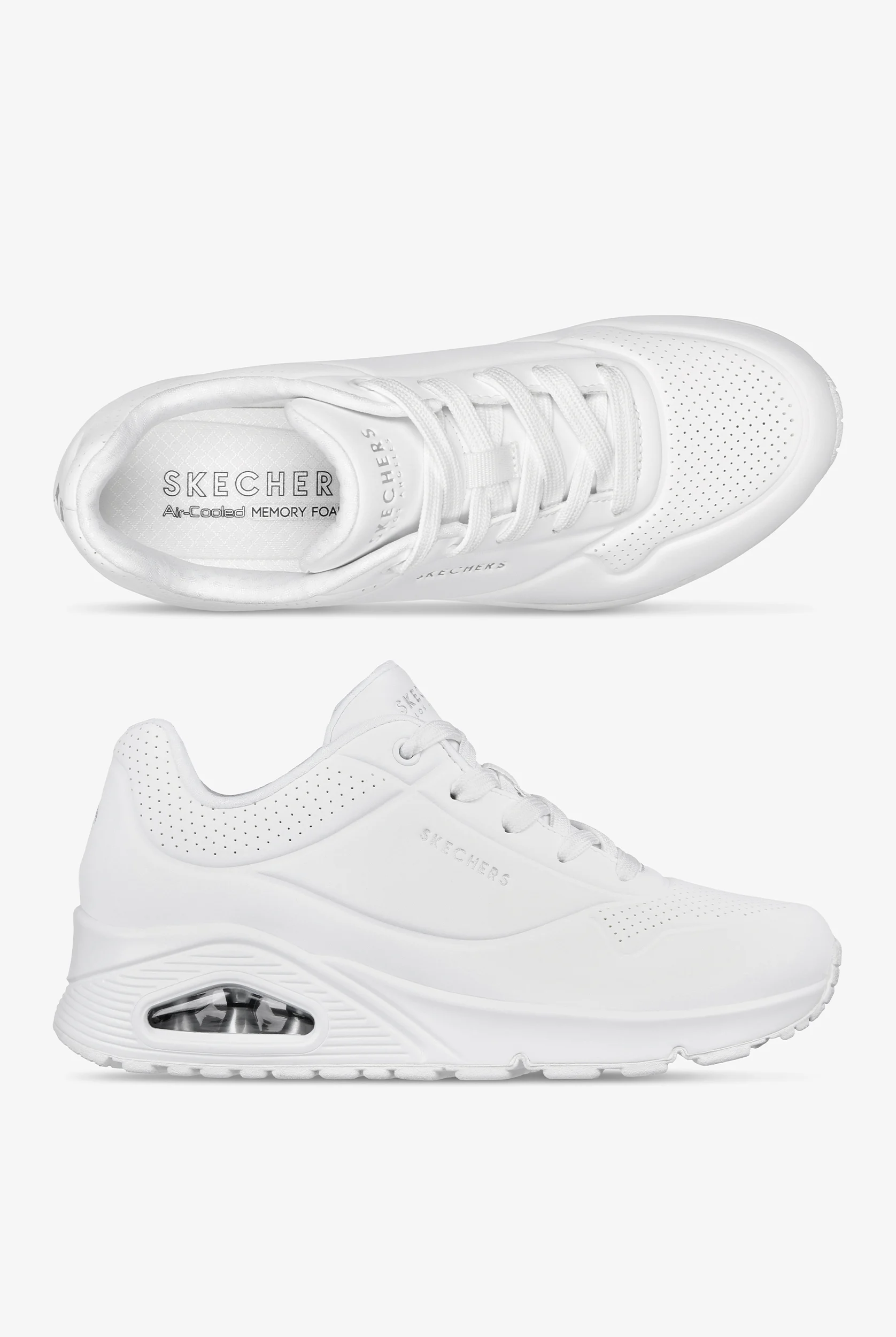 Skechers Street UNO - Stand On Air White Athletic Lace Up Shoes