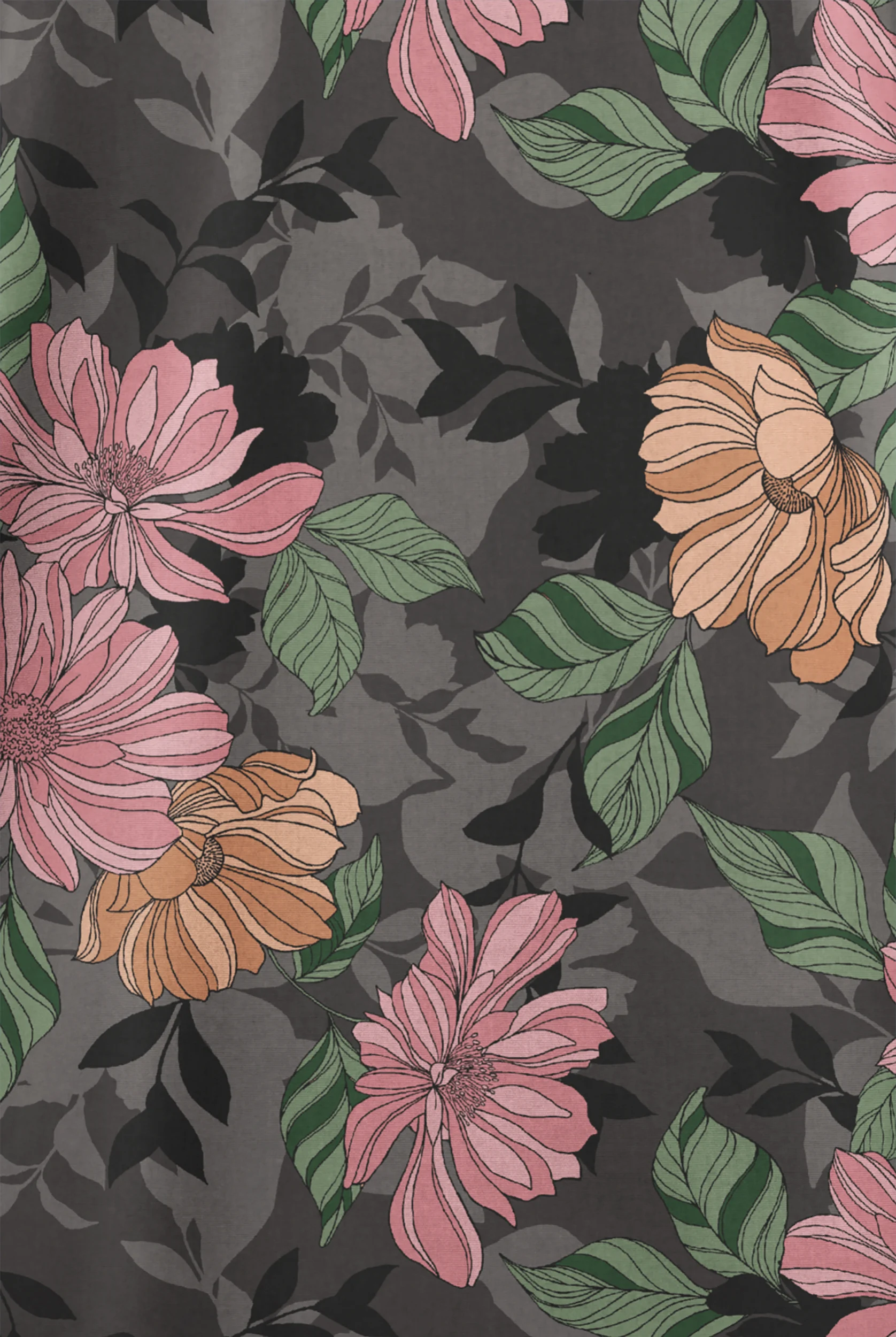 Butter-Soft Originals Floral Fantasy Pewter Women's 2-Pocket V-Neck Print Scrub Top