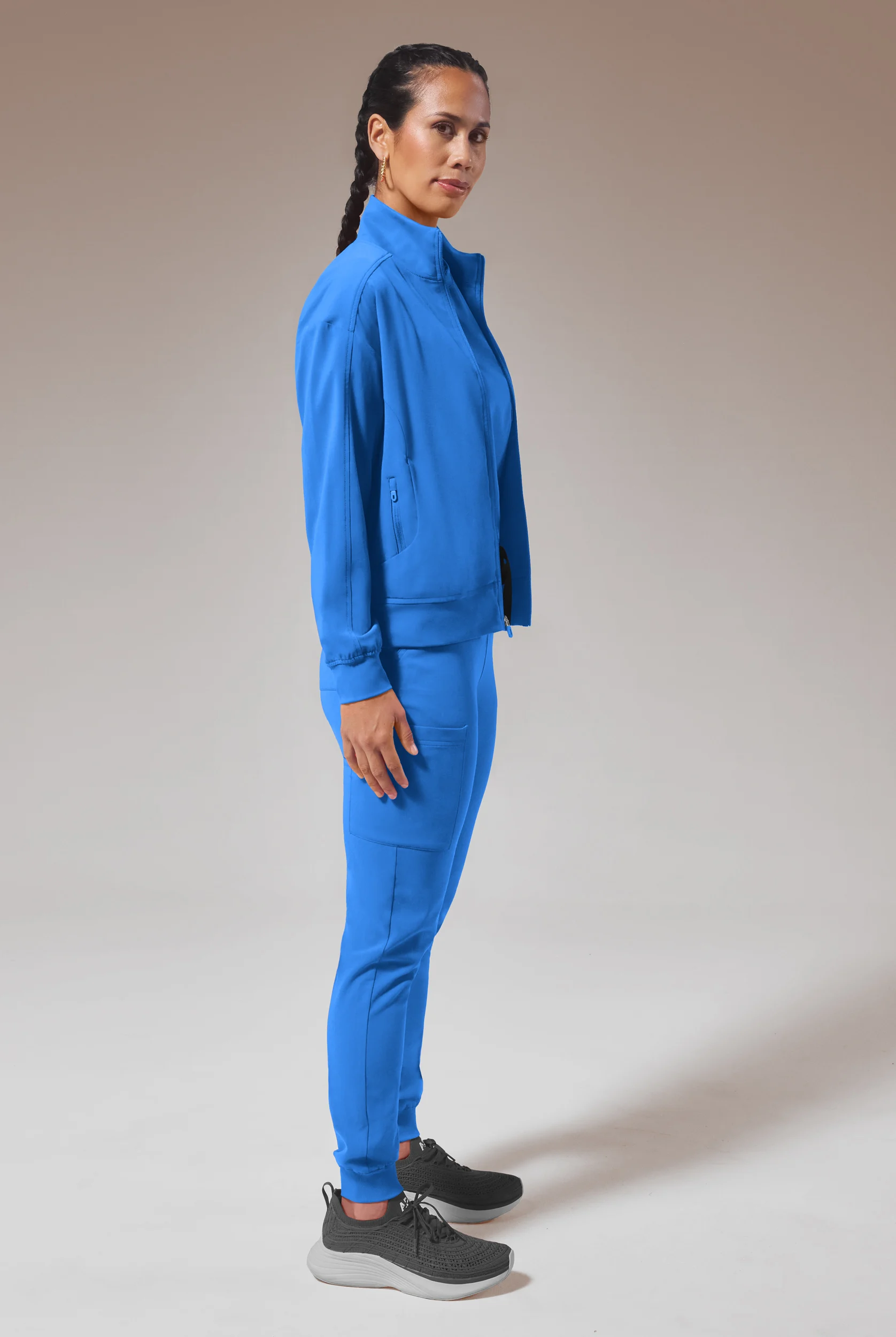 Hypothesis Base Women's 3-Pocket Relaxed Fit Zip Front Scrub Jacket