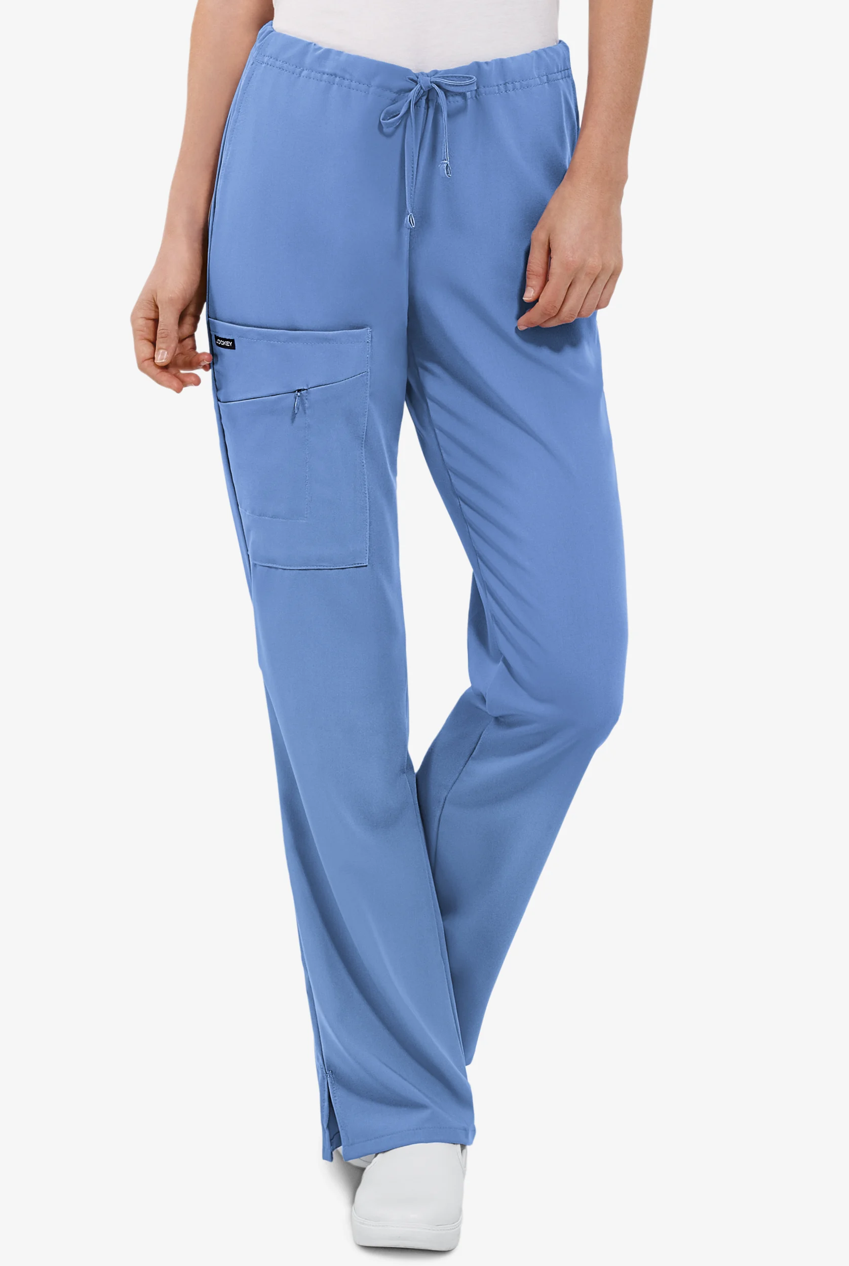 Jockey Women's 4-Pocket STRETCH Back Elastic Drawstring Cargo Scrub Pants - Petite