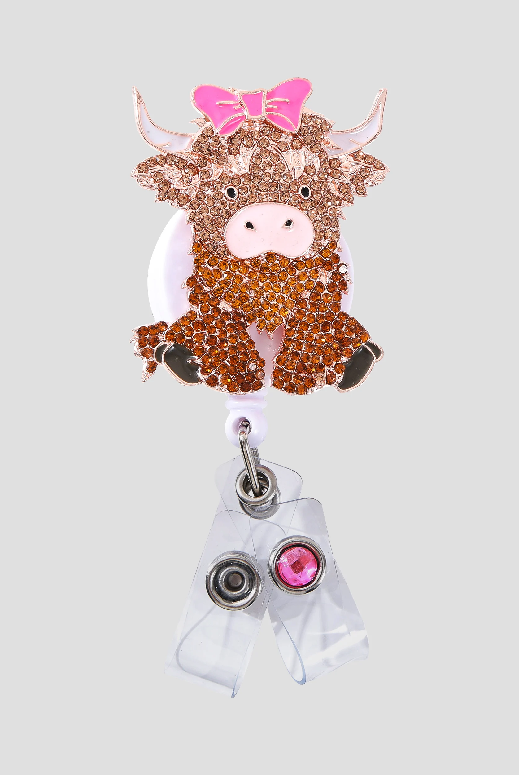 Outside the Box Sparkle & Shine Cow with Bow ID Badge Holder