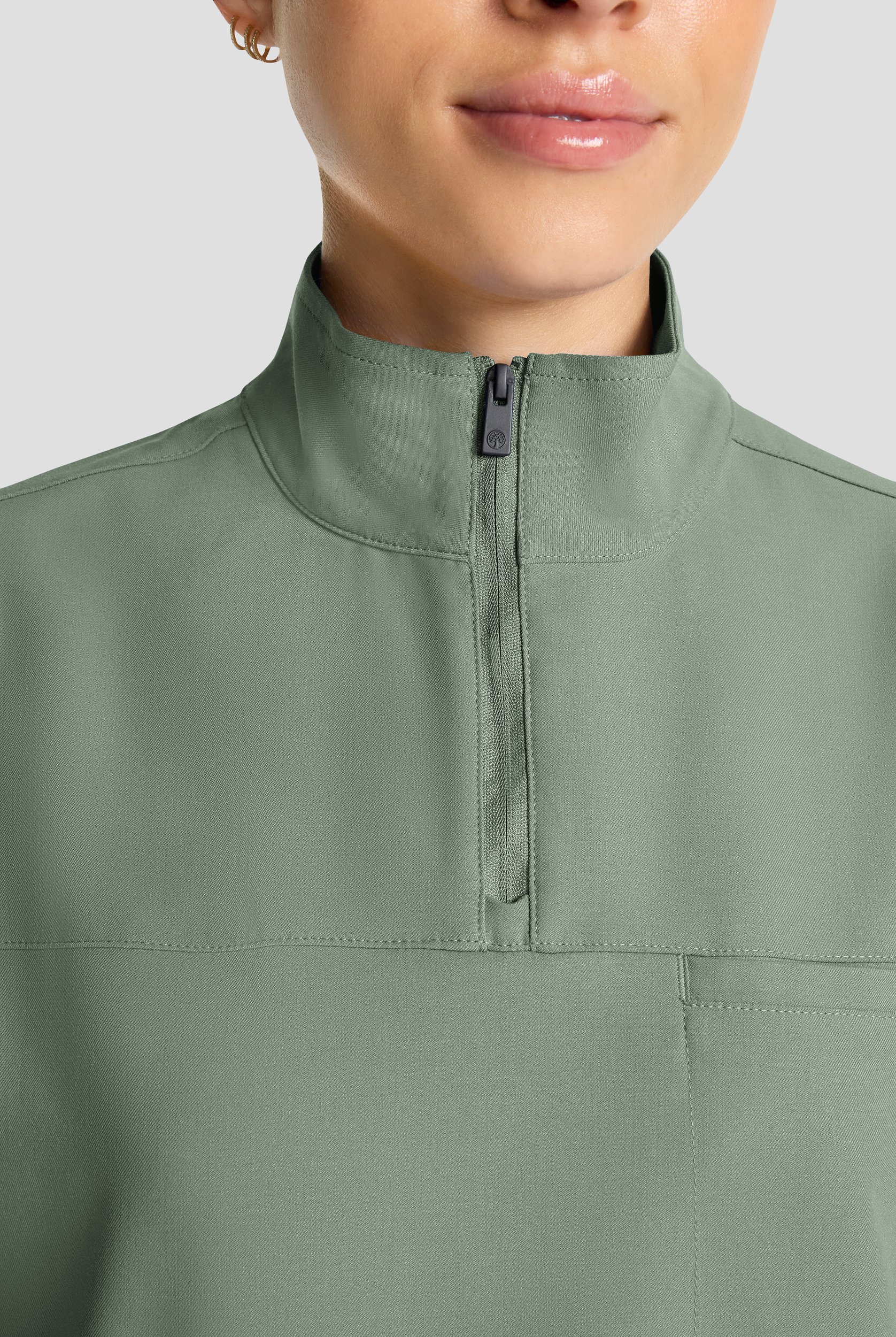 Healing Hands Quest Women's 1-Pocket STRETCH Tuck In Half Zip Collar Scrub Top