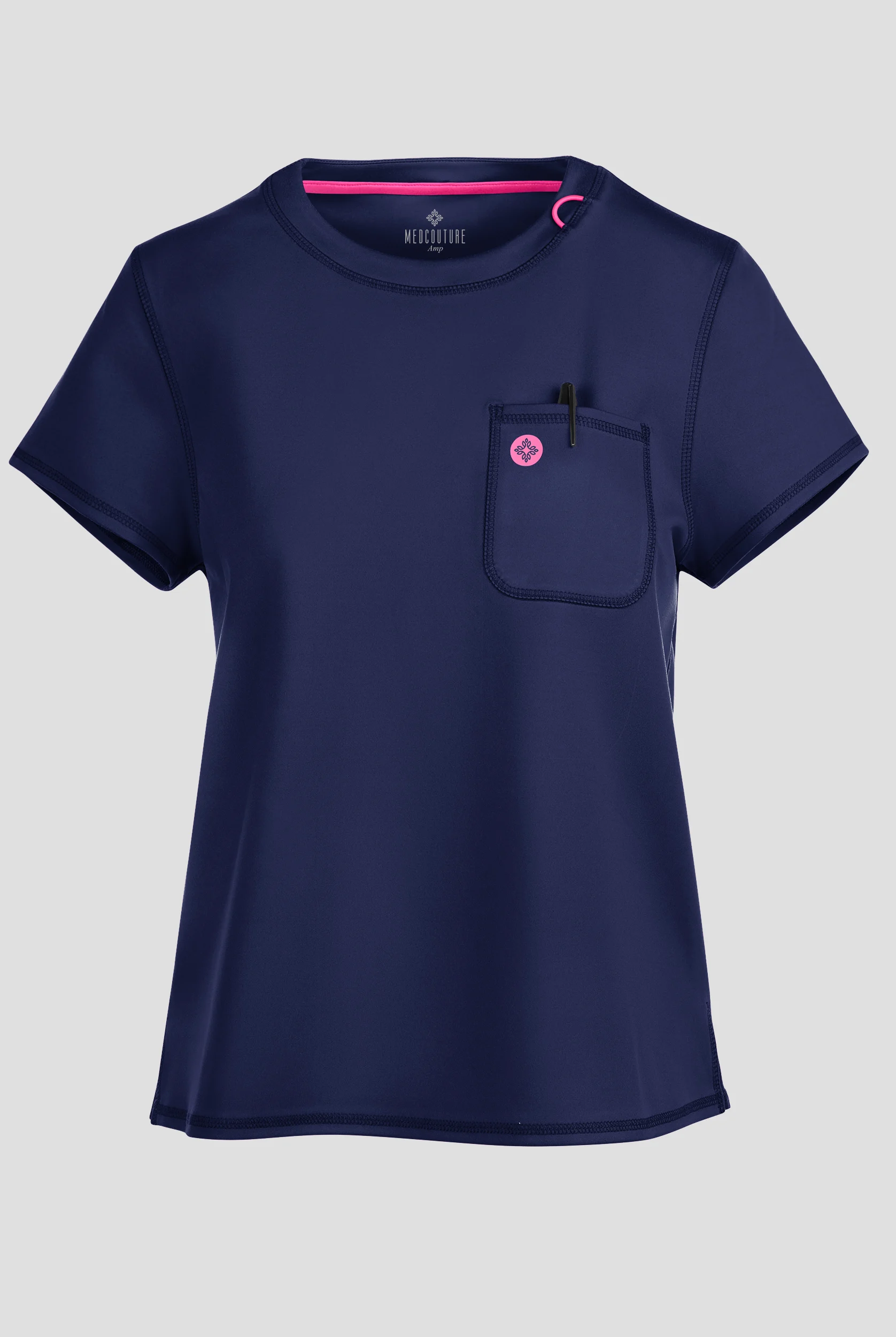 Med Couture Amp Knit Women's 2-Pocket STRETCH Crew Neck Scrub Top
