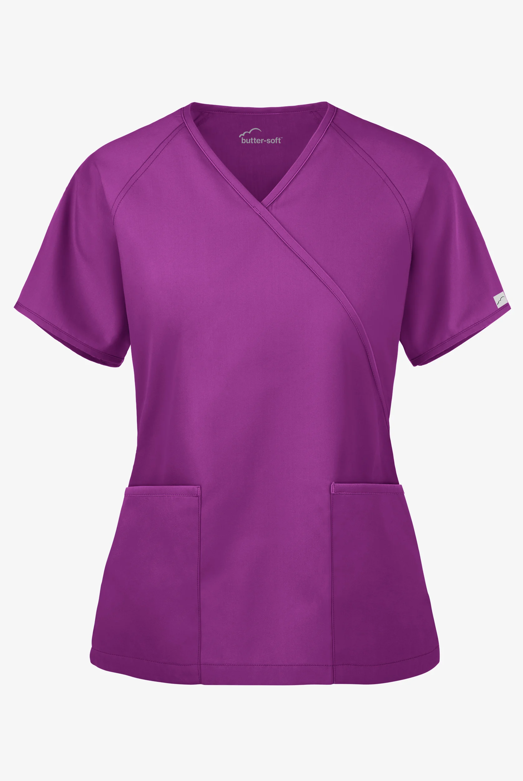 Butter-Soft Core Women's 2-Pocket Solid Mock Wrap Scrub Top