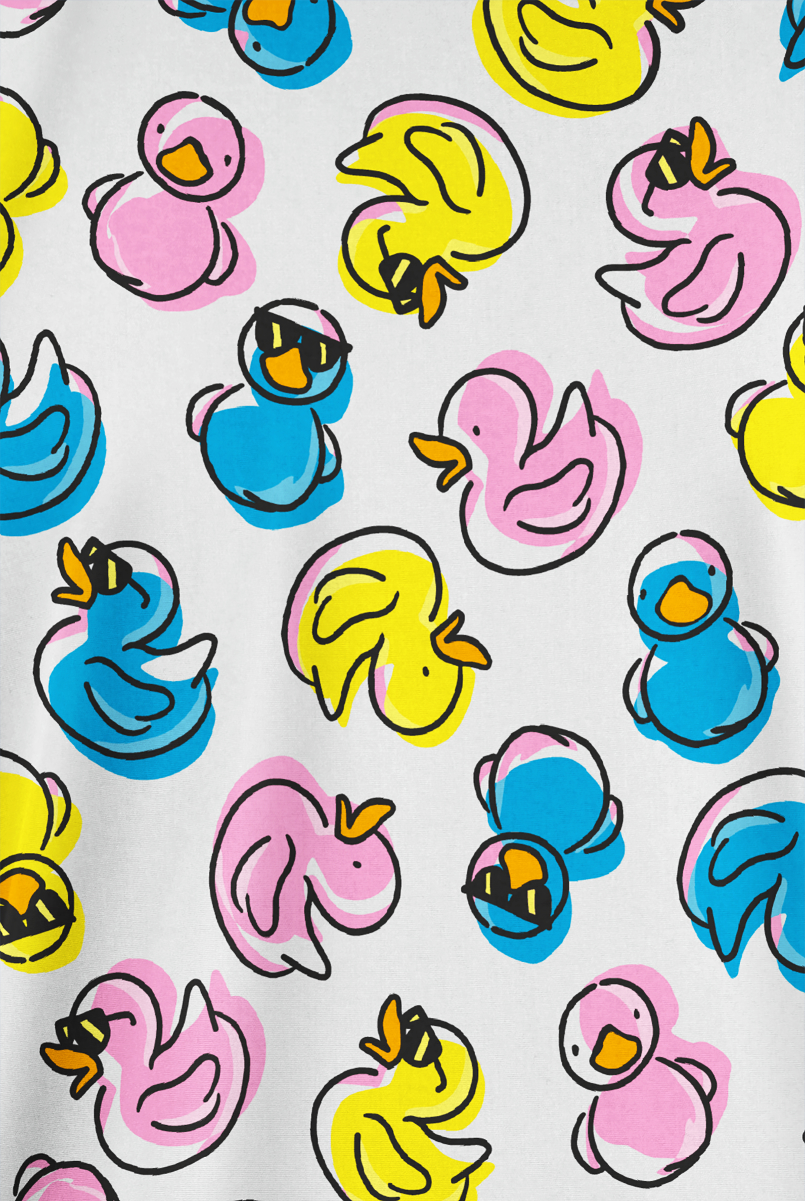 Butter-Soft Originals Lucy Duck White Women's 2-Pocket V-Neck Print Scrub Top