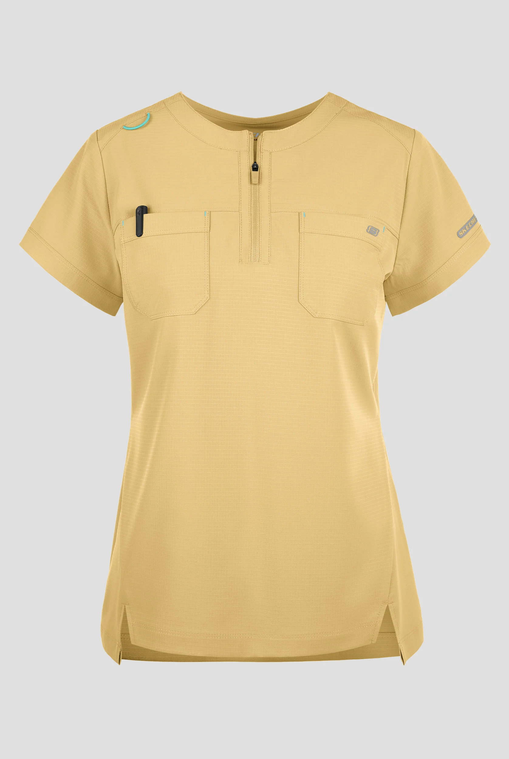 Blusa m&eacute;dica Skechers by Barco MotionTech Trek STRETCH con cuello redondo con cremallera y 2 bolsillos para mujer