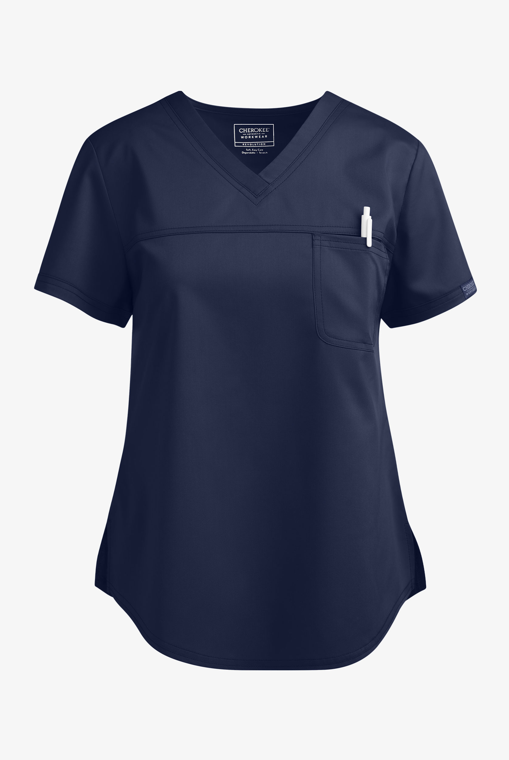 Cherokee Workwear Revolution Women's 1-Pocket STRETCH Tuck In V-Neck Scrub Top