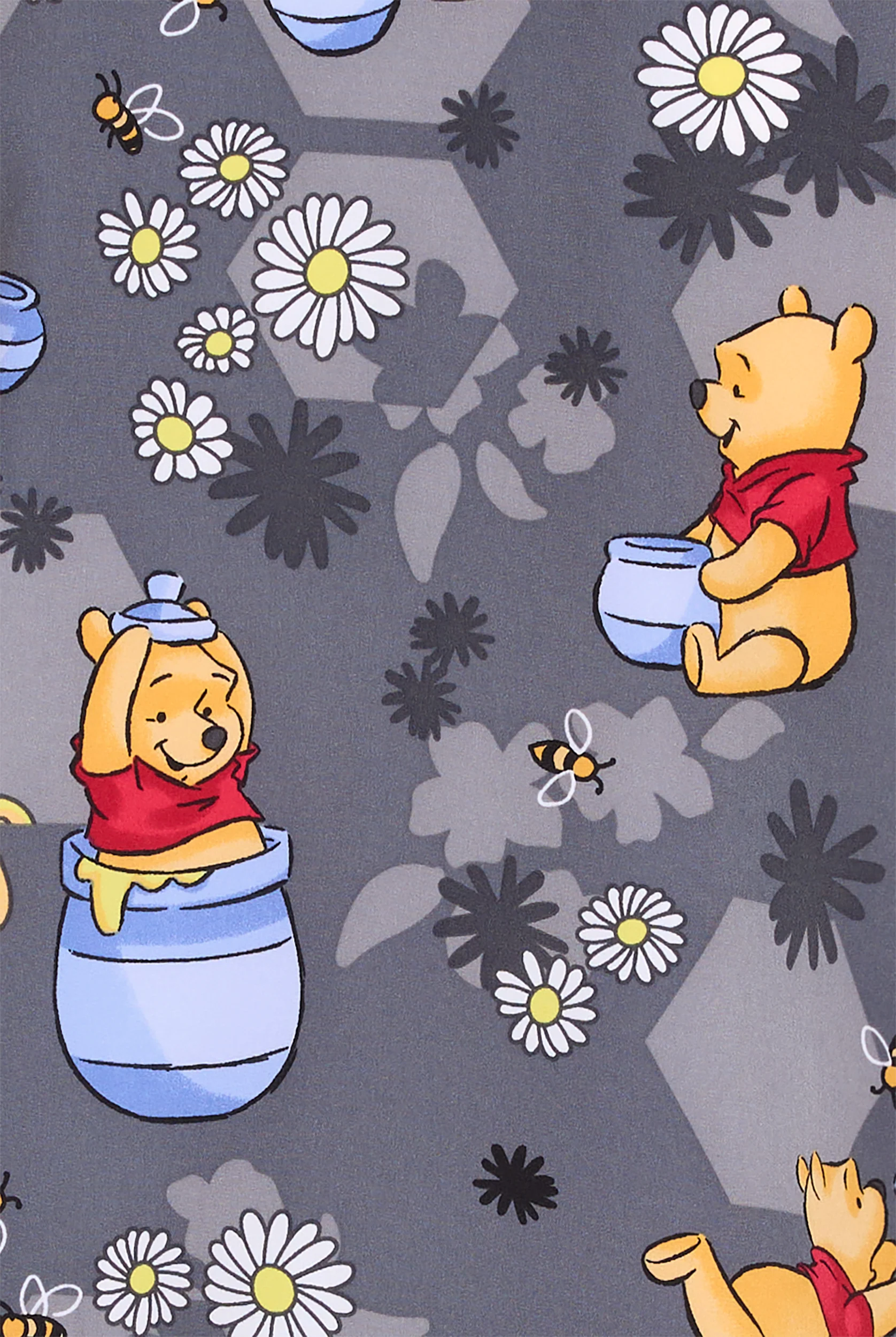 Blusa médica estampada Tooniforms Disney's Honey Business STRETCH con cuello en V y 2 bolsillos para mujer