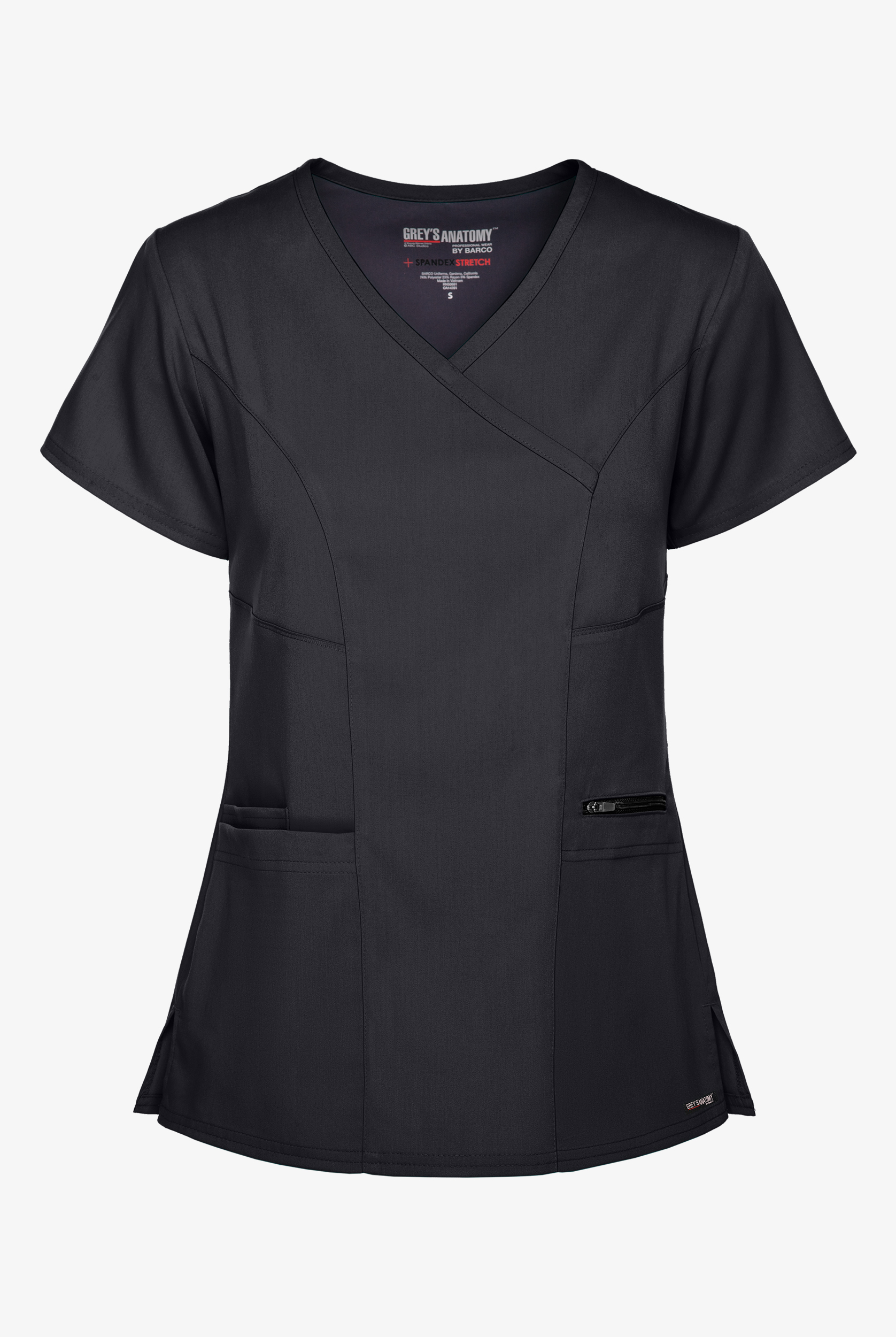 Grey's Anatomy by Barco Spandex STRETCH Kim Women's 3-Pocket Mock Wrap Scrub Top