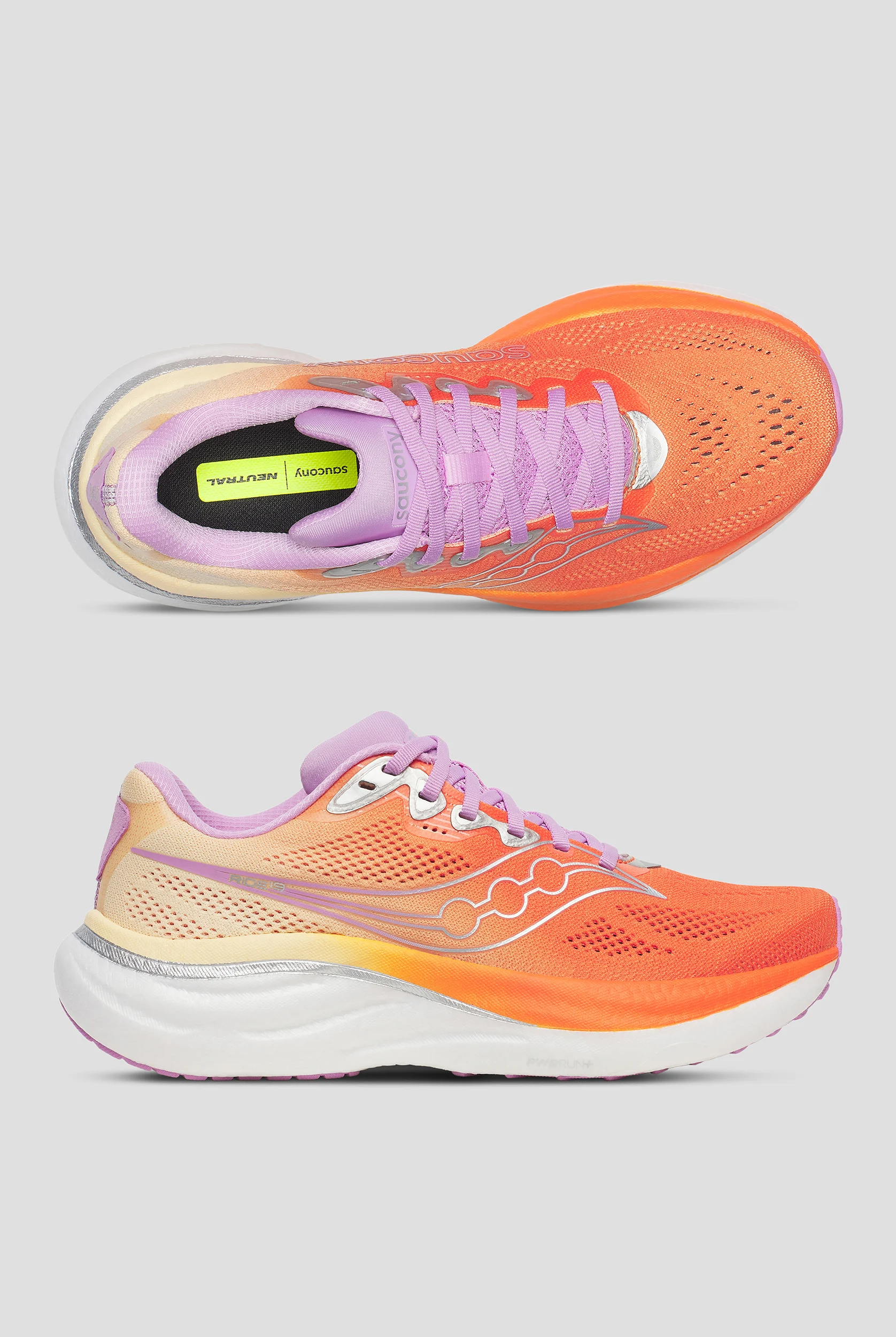 Saucony Women's Ride 19 Fire / Orchid Athletic Lace Up Shoes
