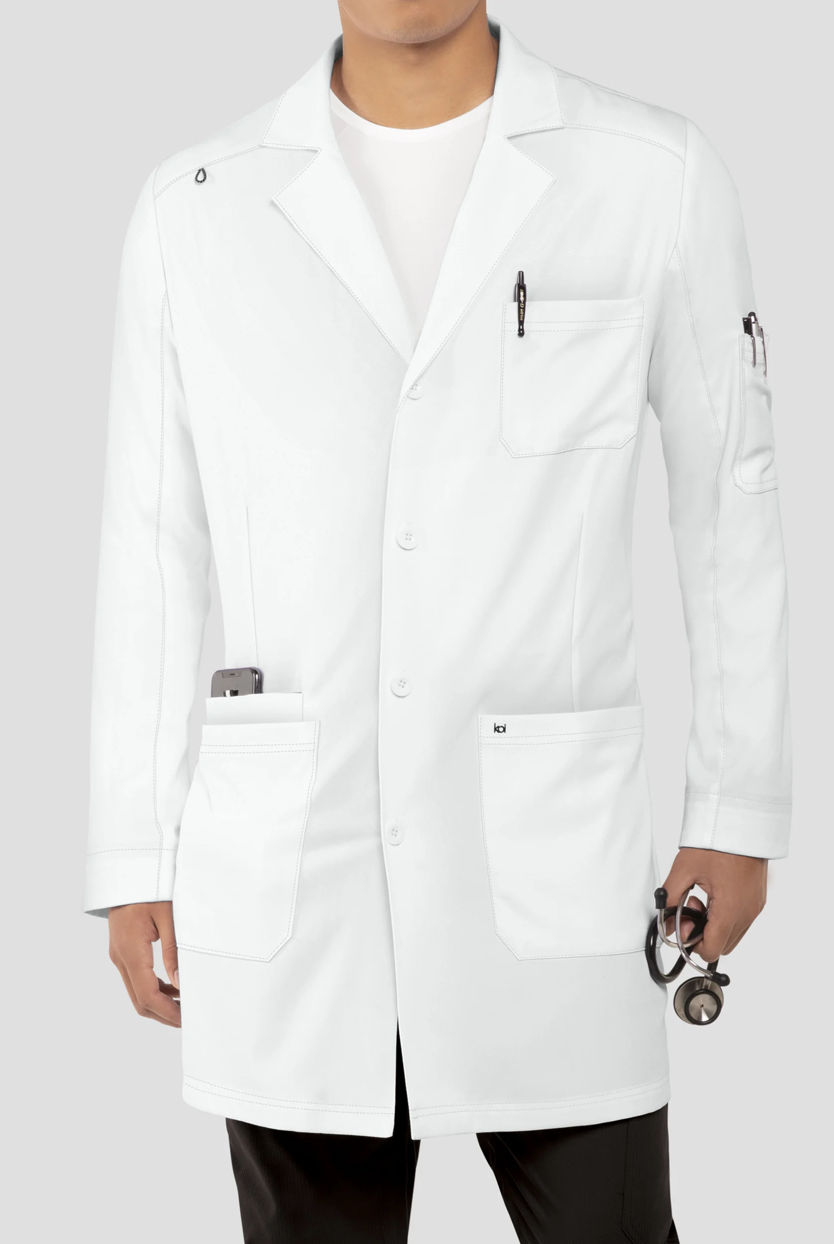 koi Essentials Men's 38" 5-Pocket Lab Coat