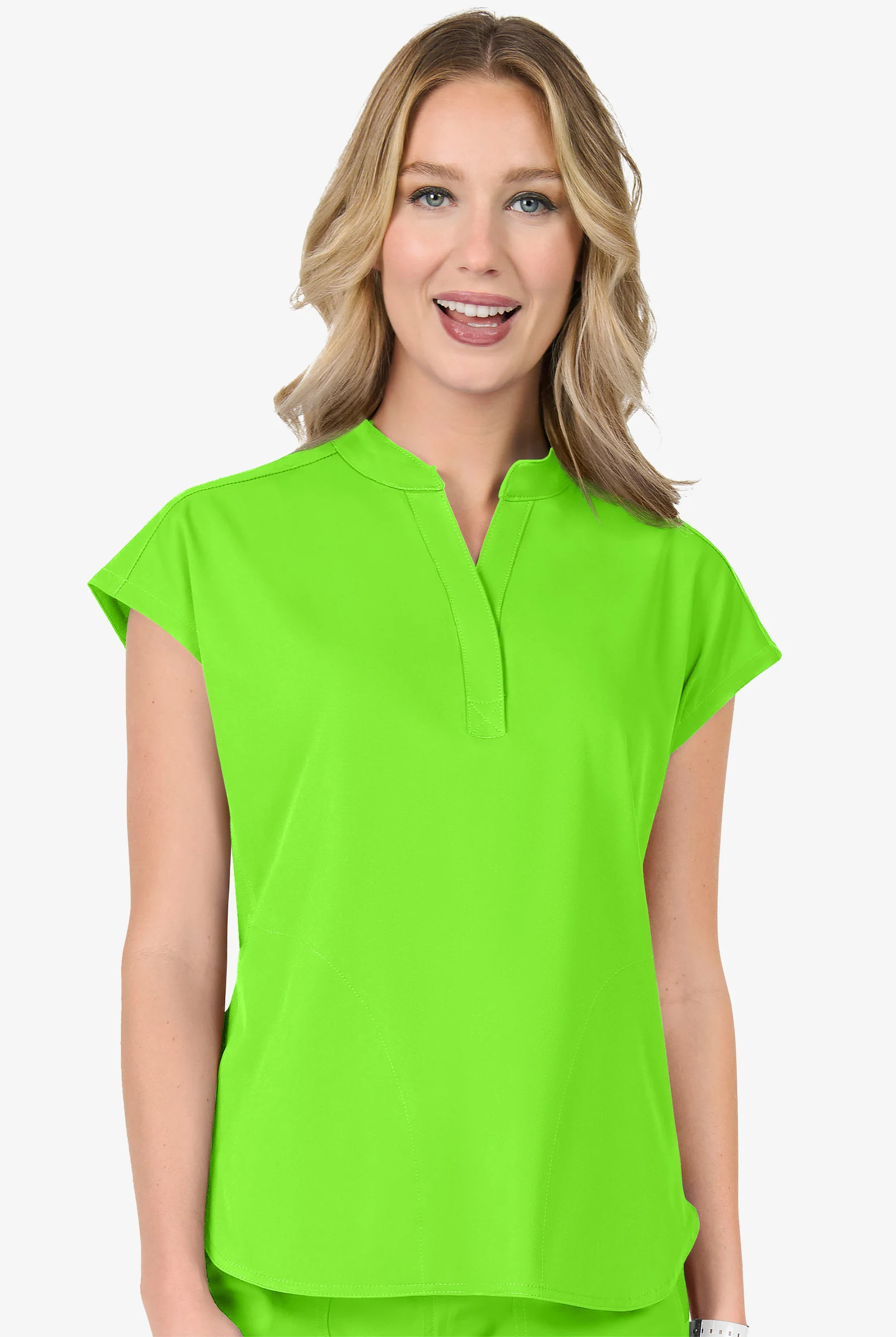 Blusa m&eacute;dica Zavate Ava Therese Piper STRETCH con cuello mao y 2 bolsillos para mujer