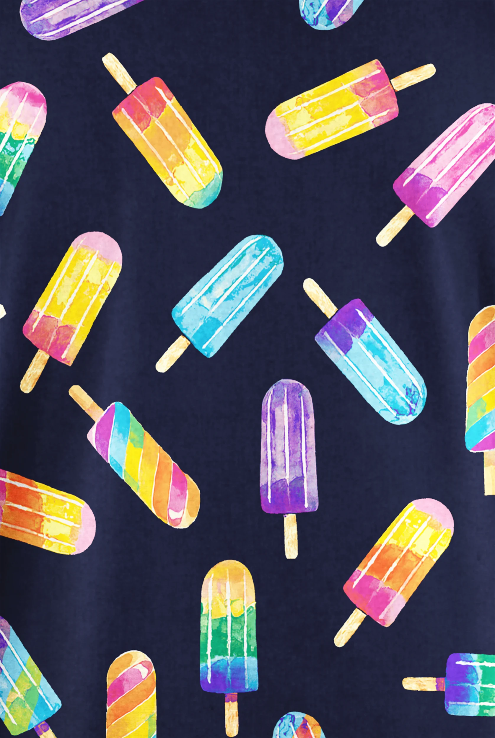 Butter-Soft Originals Rainbow Pops Navy Women's 2- Pocket V-Neck Print Scrub Top