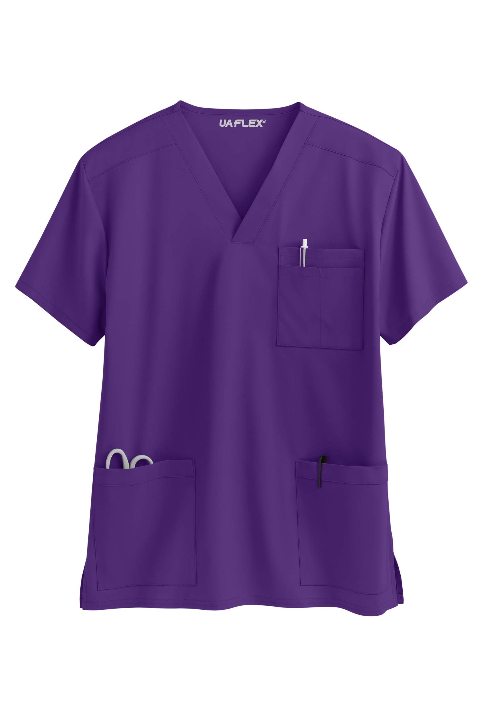 Blusa médica unisex UA Flex2 STRETCH con cuello en V y 4 bolsillos