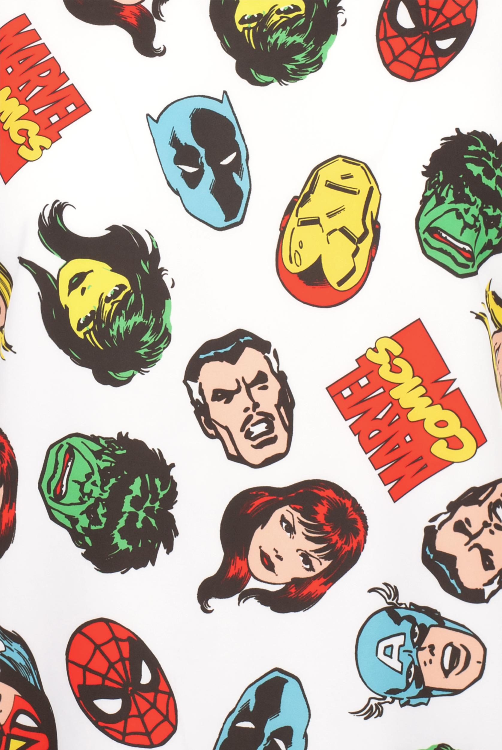 Marvel Comic Heads by Funscrubs Women's 2-Pocket STRETCH V-Neck Print Scrub Top