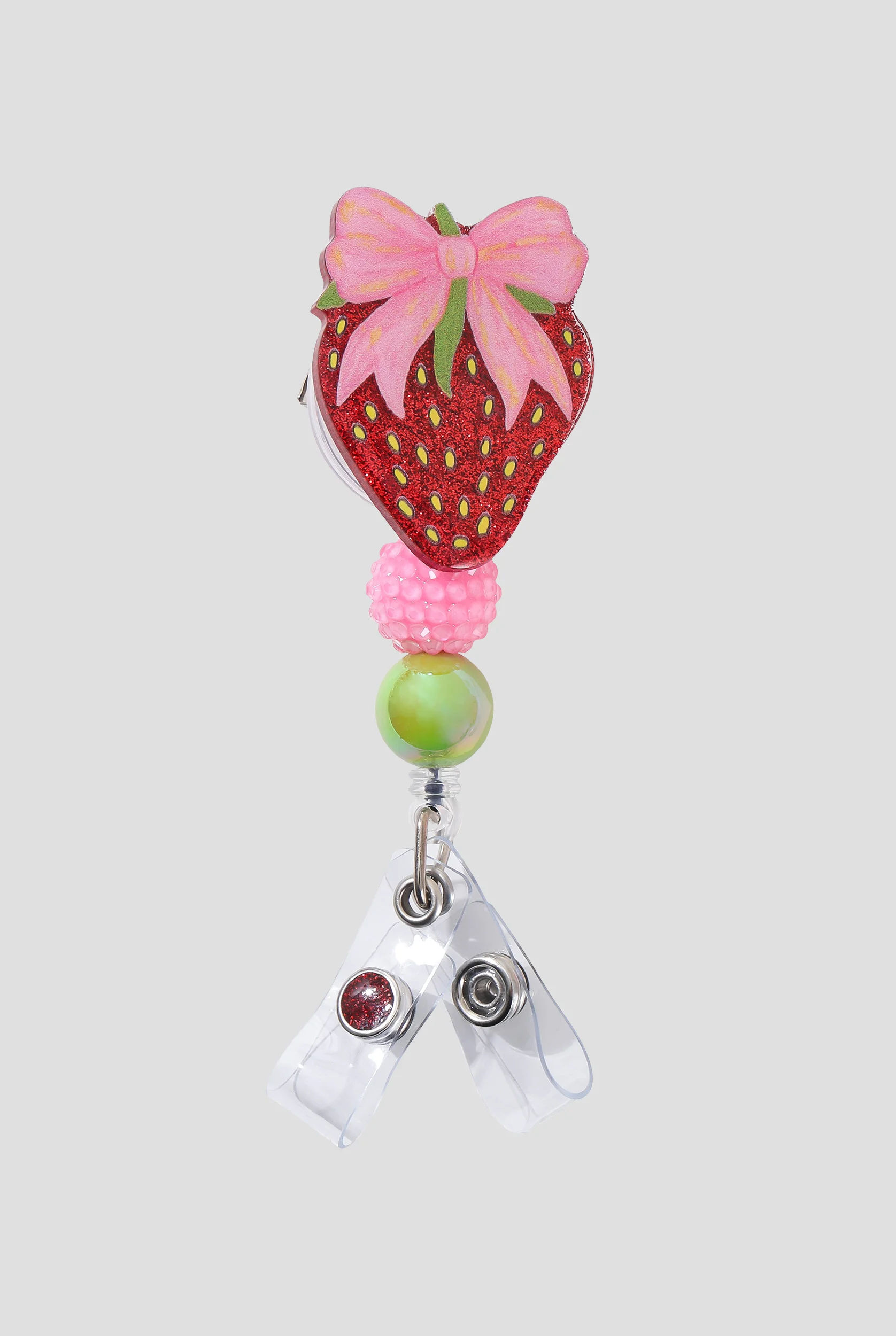 Outside the Box Glitterific Sweet Treats Strawberry with Pink Bow ID Badge Holder