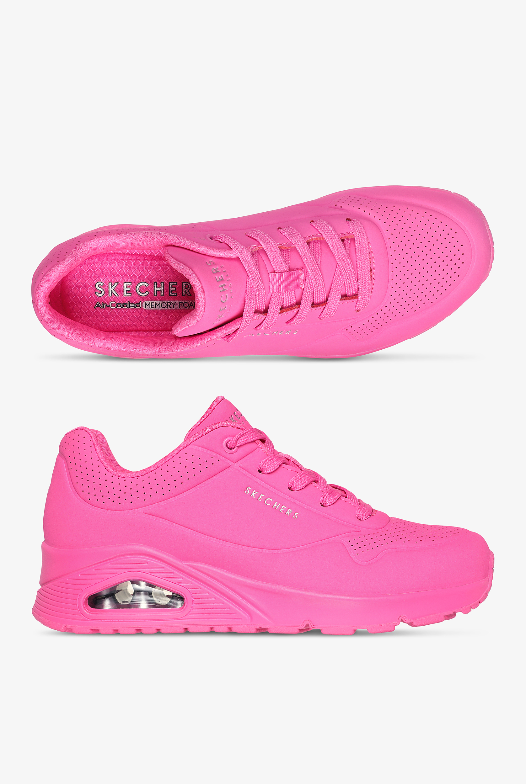 Skechers Street UNO - Stand On Air Hot Pink Athletic Lace Up Shoes