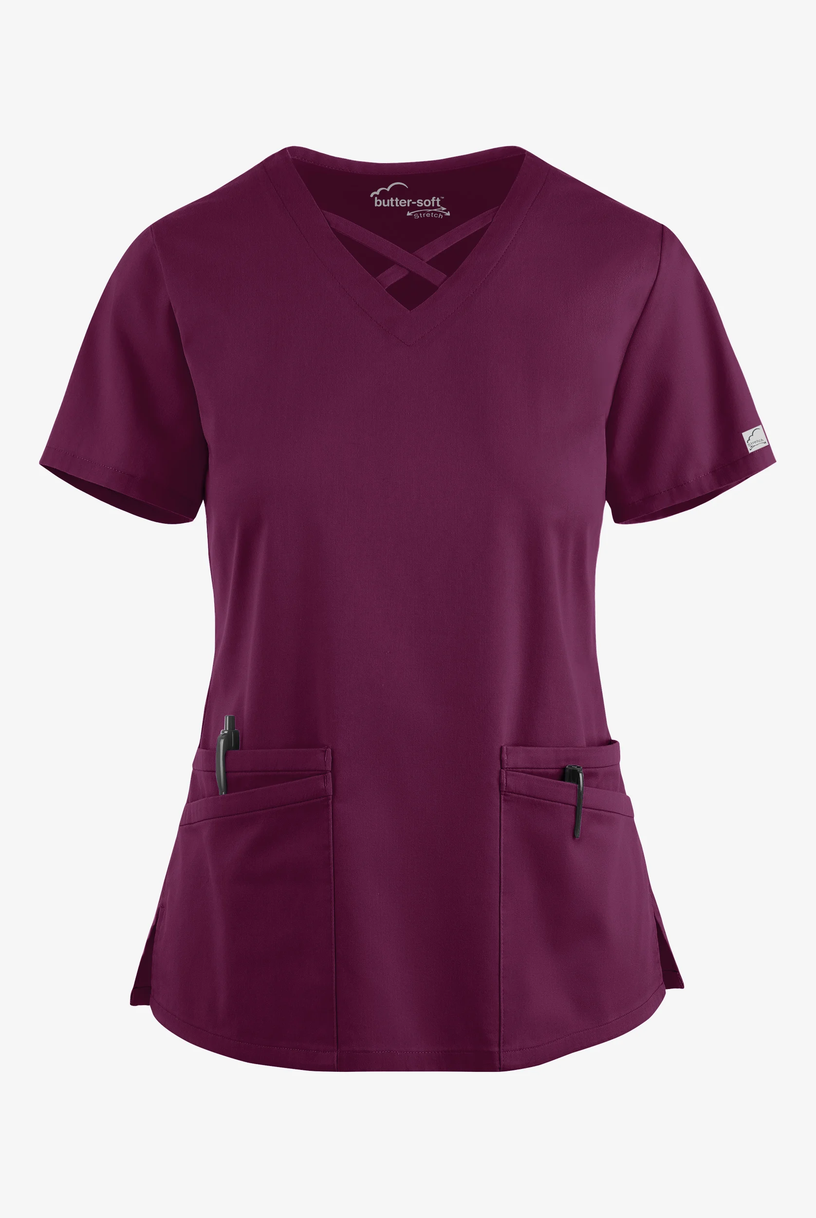 Butter-Soft STRETCH Women's 4-Pocket Crisscross Scrub Top