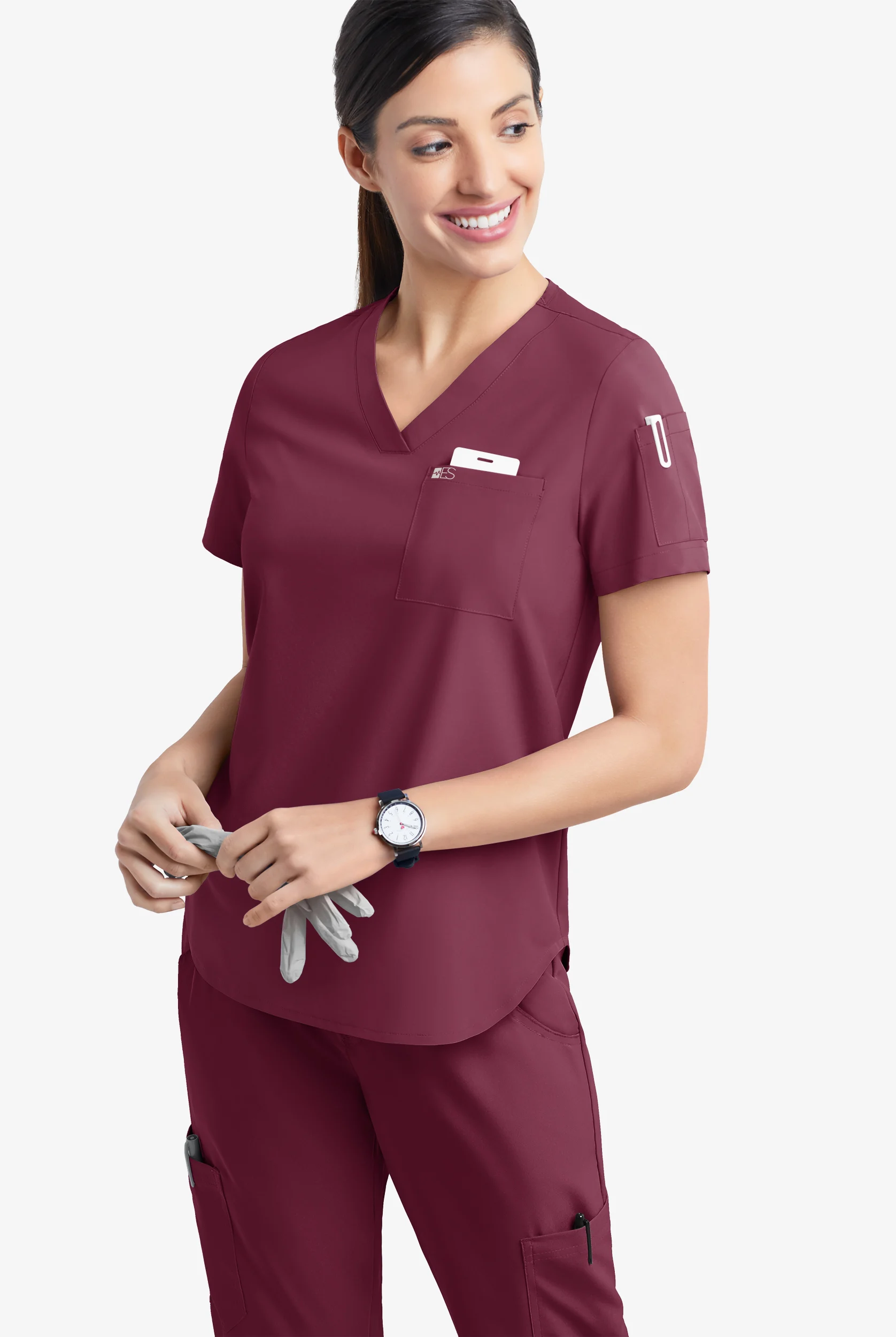 Easy STRETCH Chloe Women's 3-Pocket V-Neck Tuck-In Scrub Top