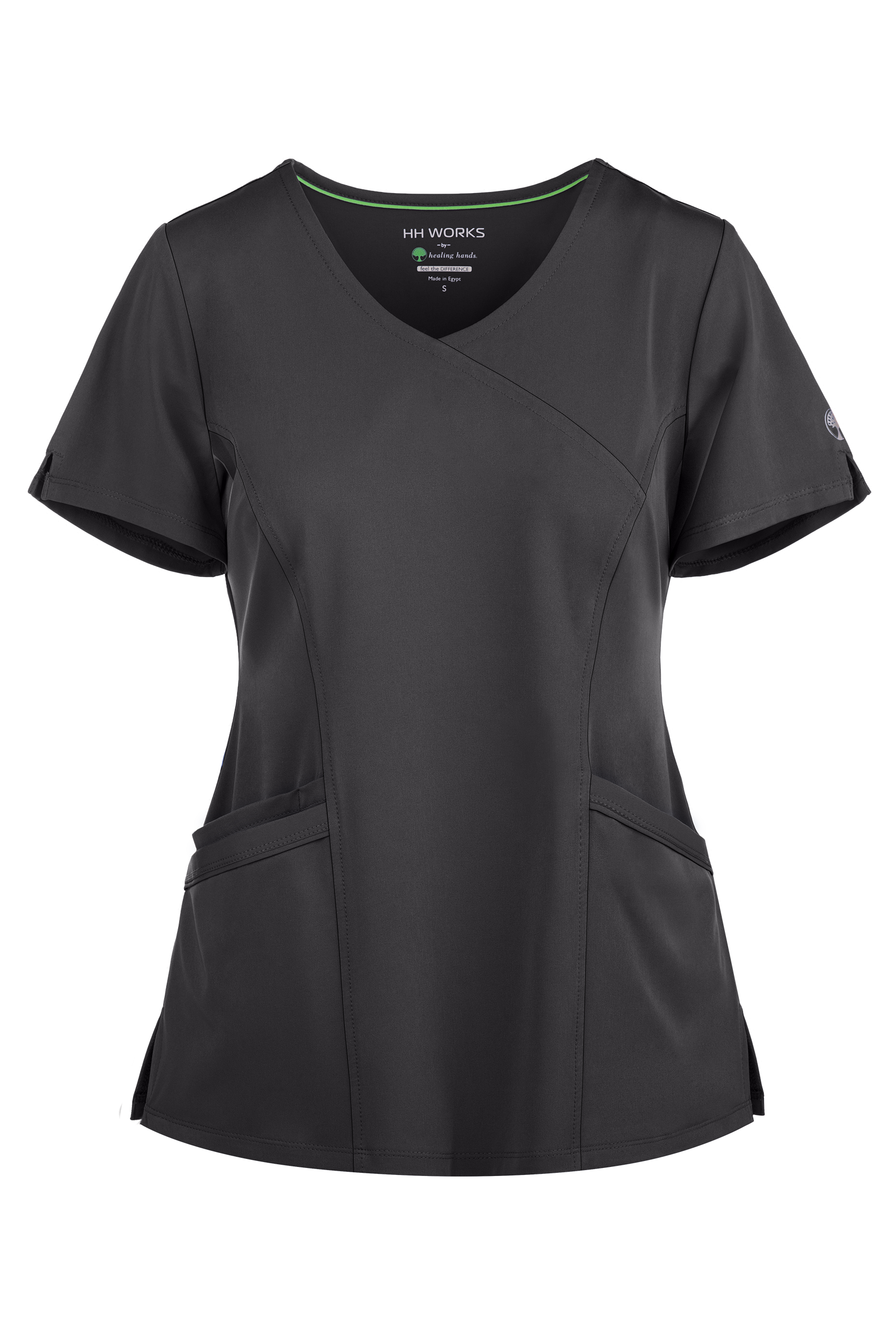 HH Works by Healing Hands Madison Women's 4-Pocket STRETCH Mock Wrap Scrub Top