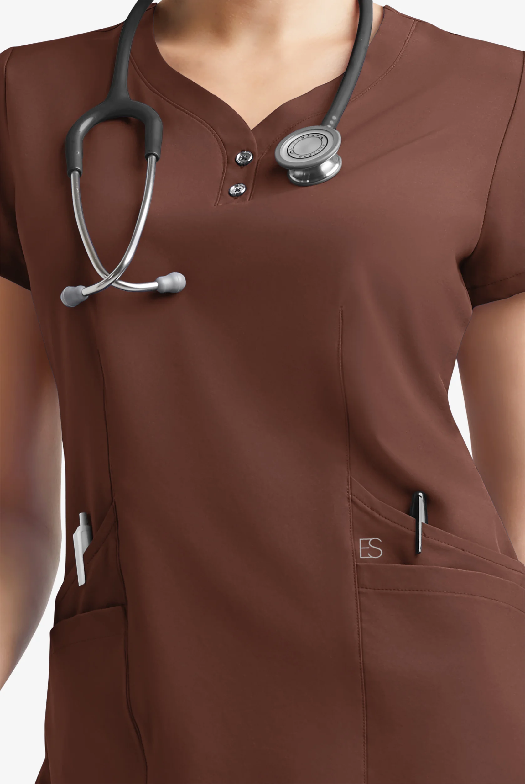 Easy STRETCH Demi Women's 4-Pocket Henley Scrub Top