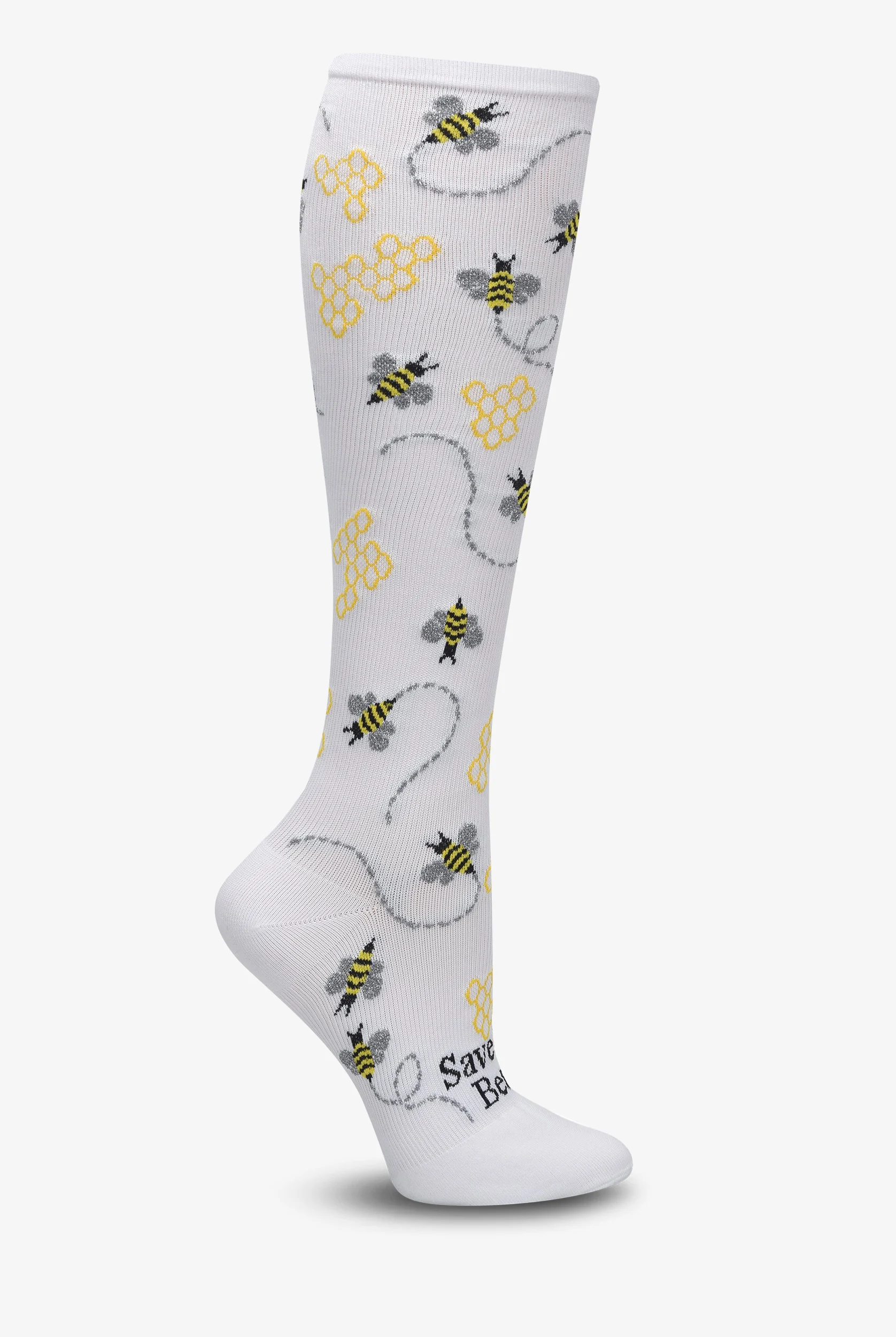 Nurse Mates Save The Bees Women's 12-14 mmHg Wide Light Compression Socks