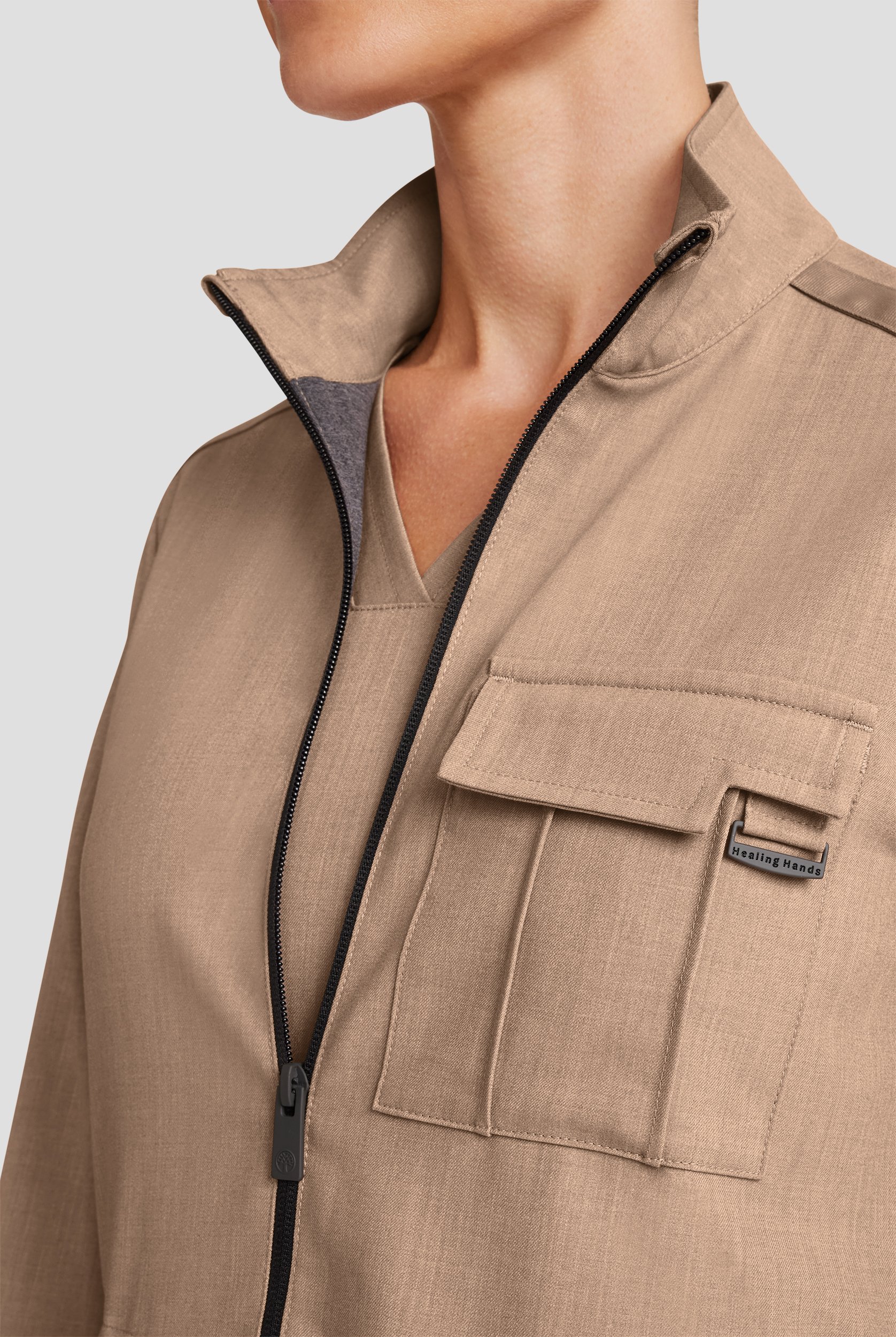 Healing Hands Quest Women's 4-Pocket STRETCH Zip Front Utility Scrub Jacket