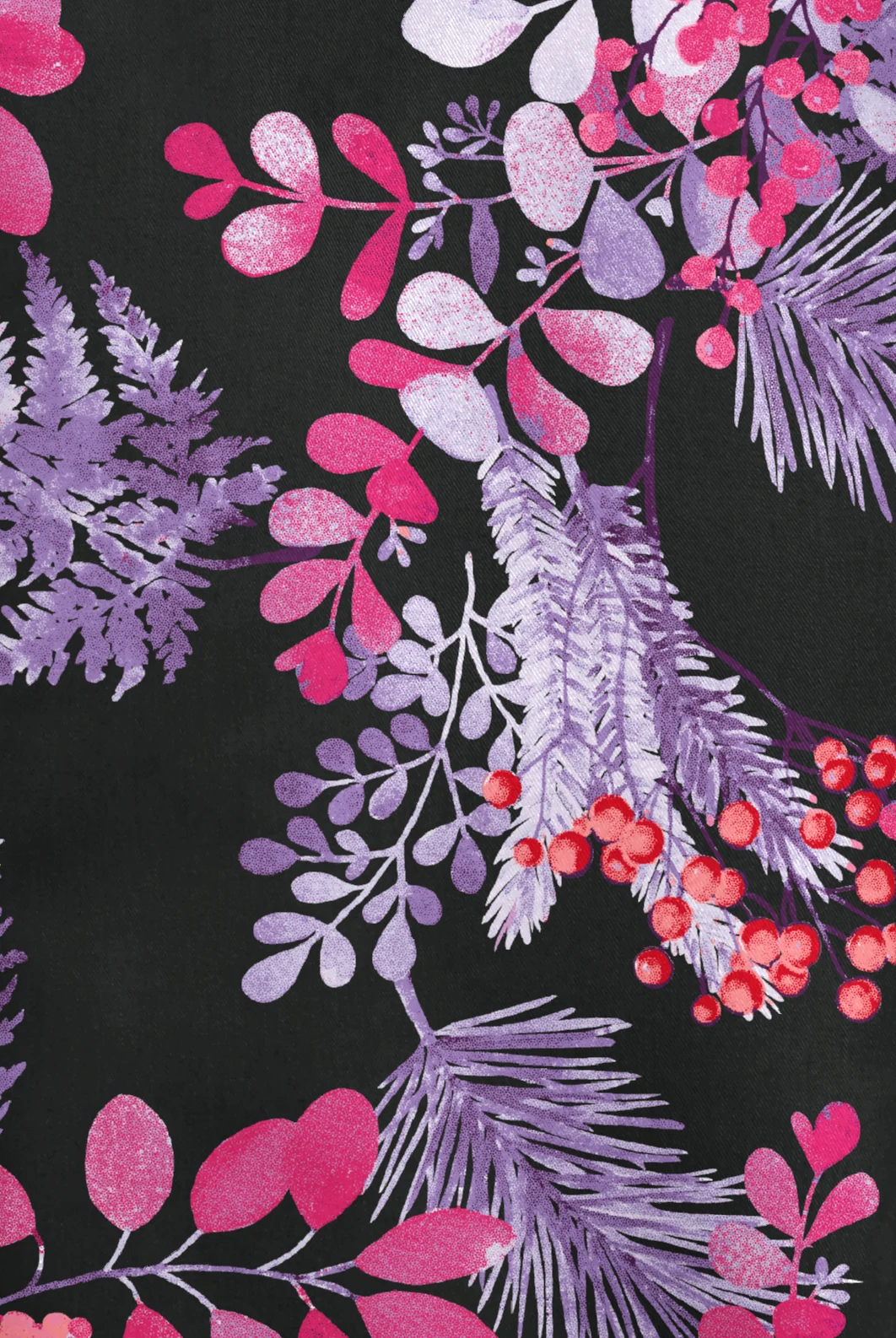 Blusa médica estampada Butter-Soft STRETCH Black Forest Fern con cuello en V y 1 bolsillo para mujer