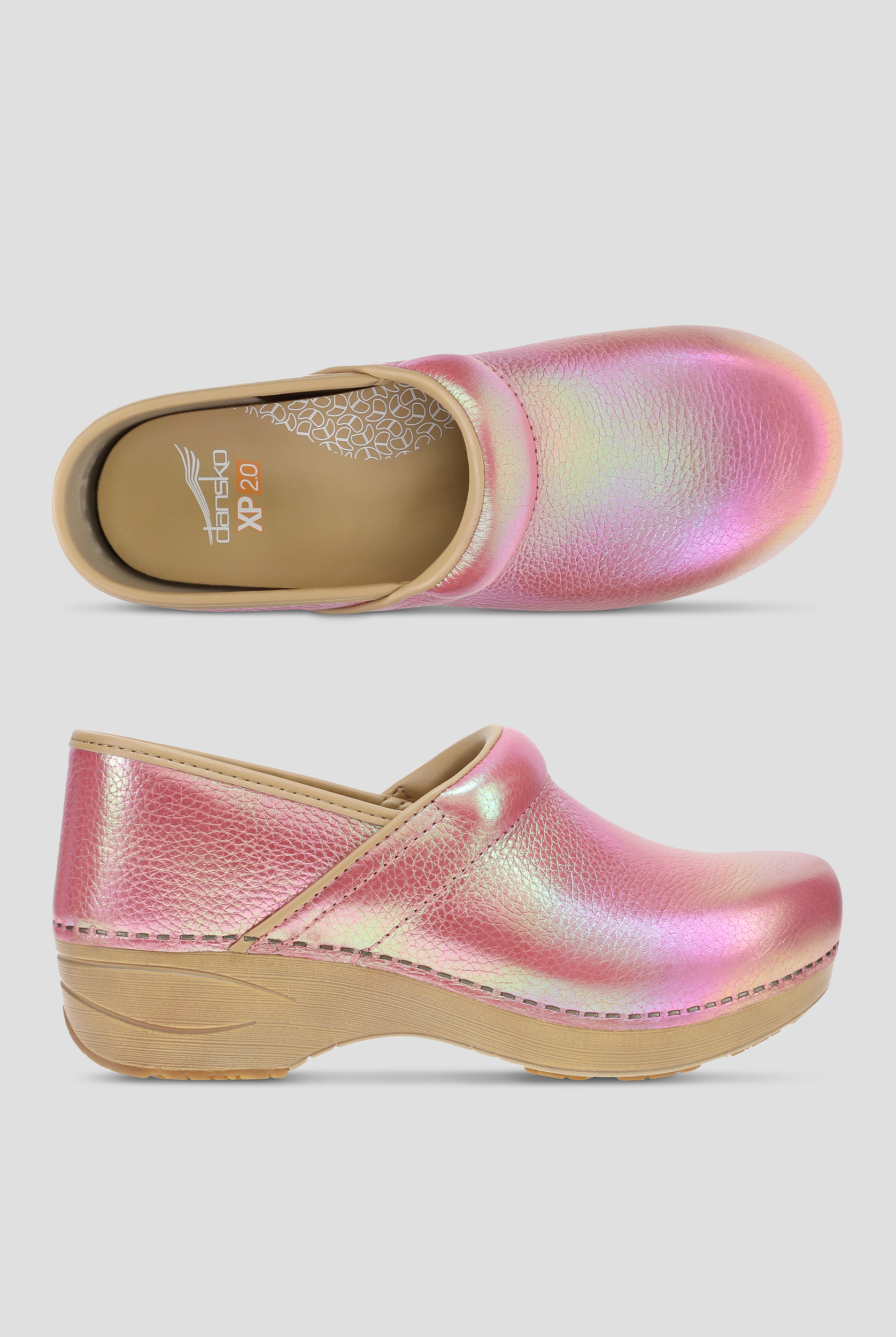 Dansko Women's XP 2.0 Pink Iridescent Leather Nursing Clogs
