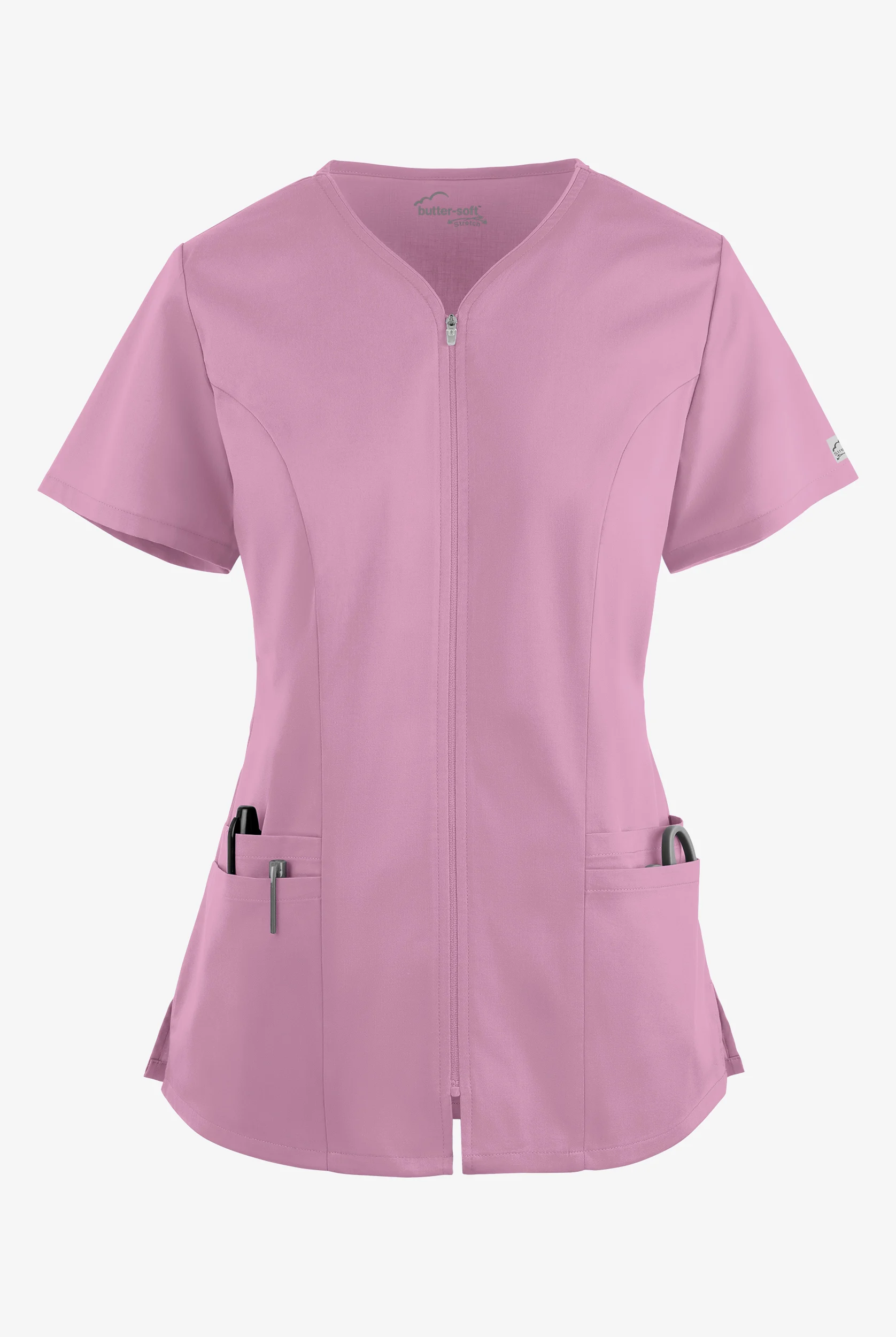 Blusa médica UA Butter-Soft STRETCH con cremallera y 4 bolsillos para mujer