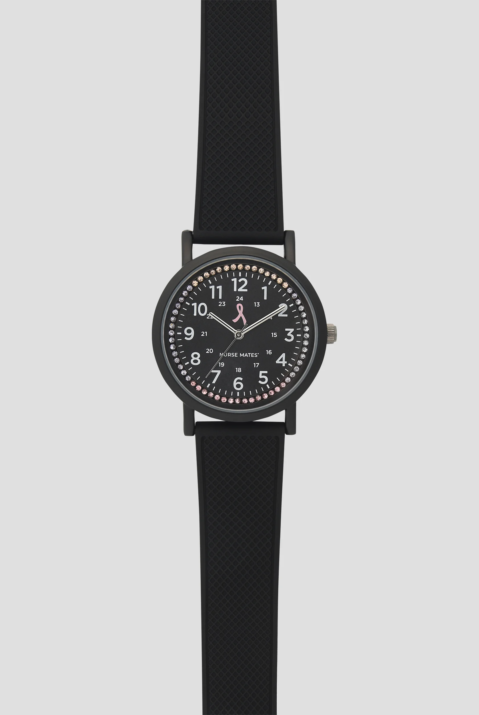 Nurse Mates Pink Ribbon Crystal Black Watch