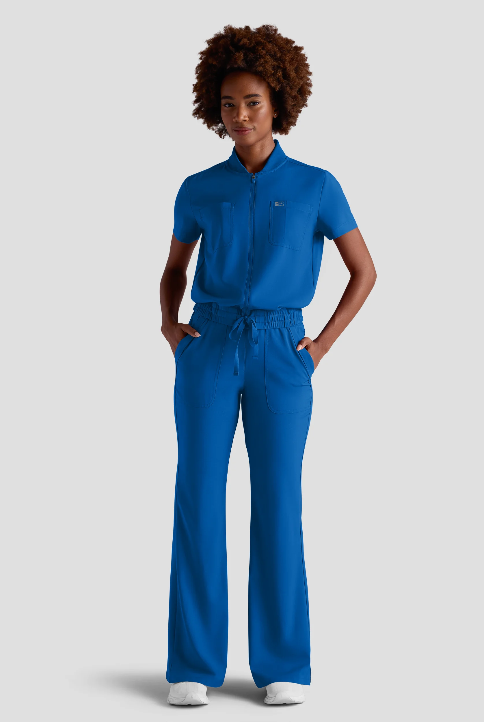 Easy STRETCH Nika Women's Zip Front Scrub Top&ndash; 2-Piece Jumpsuit Top