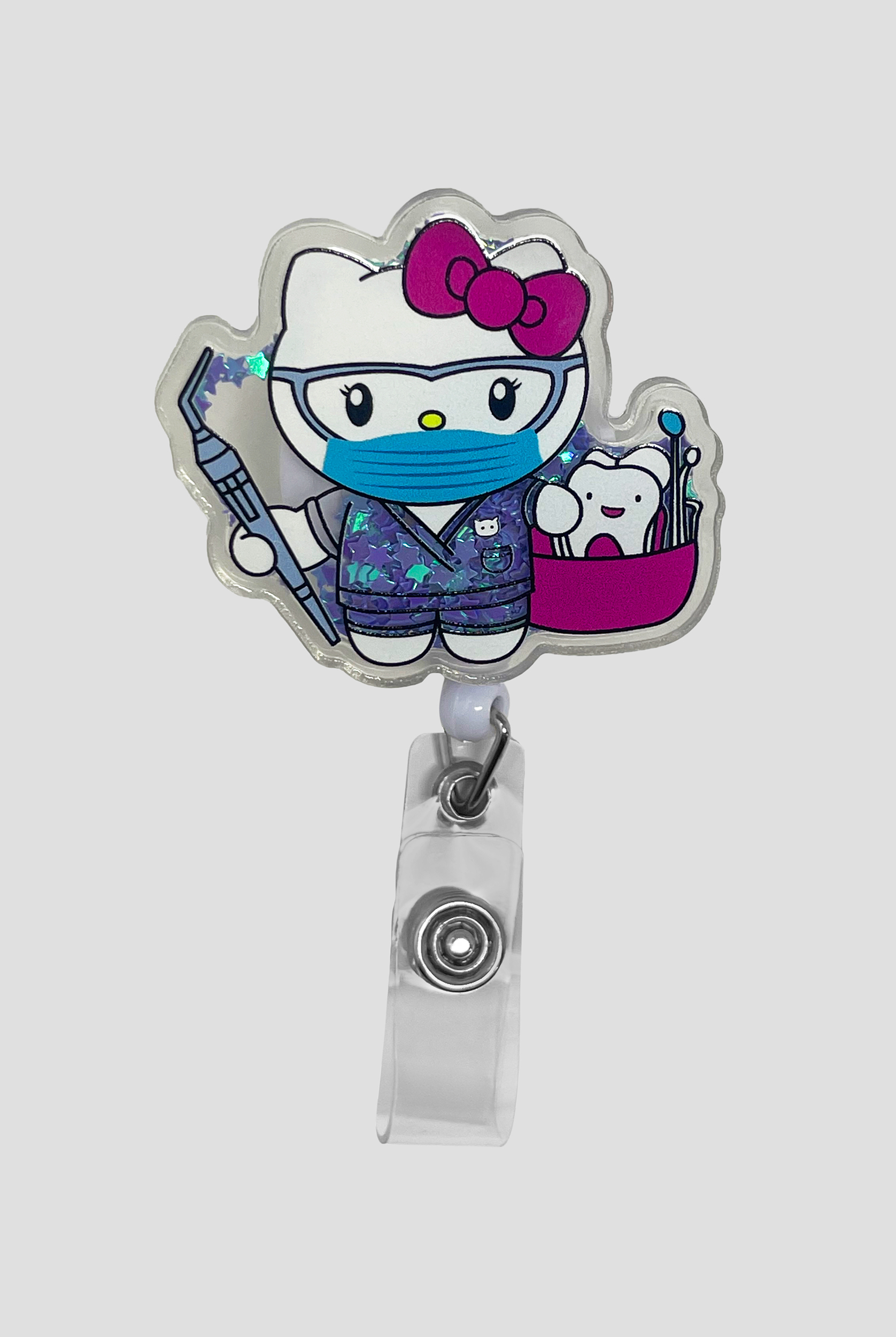 Cutieful Dental Assistant Hello Kitty Shaker ID Badge Holder