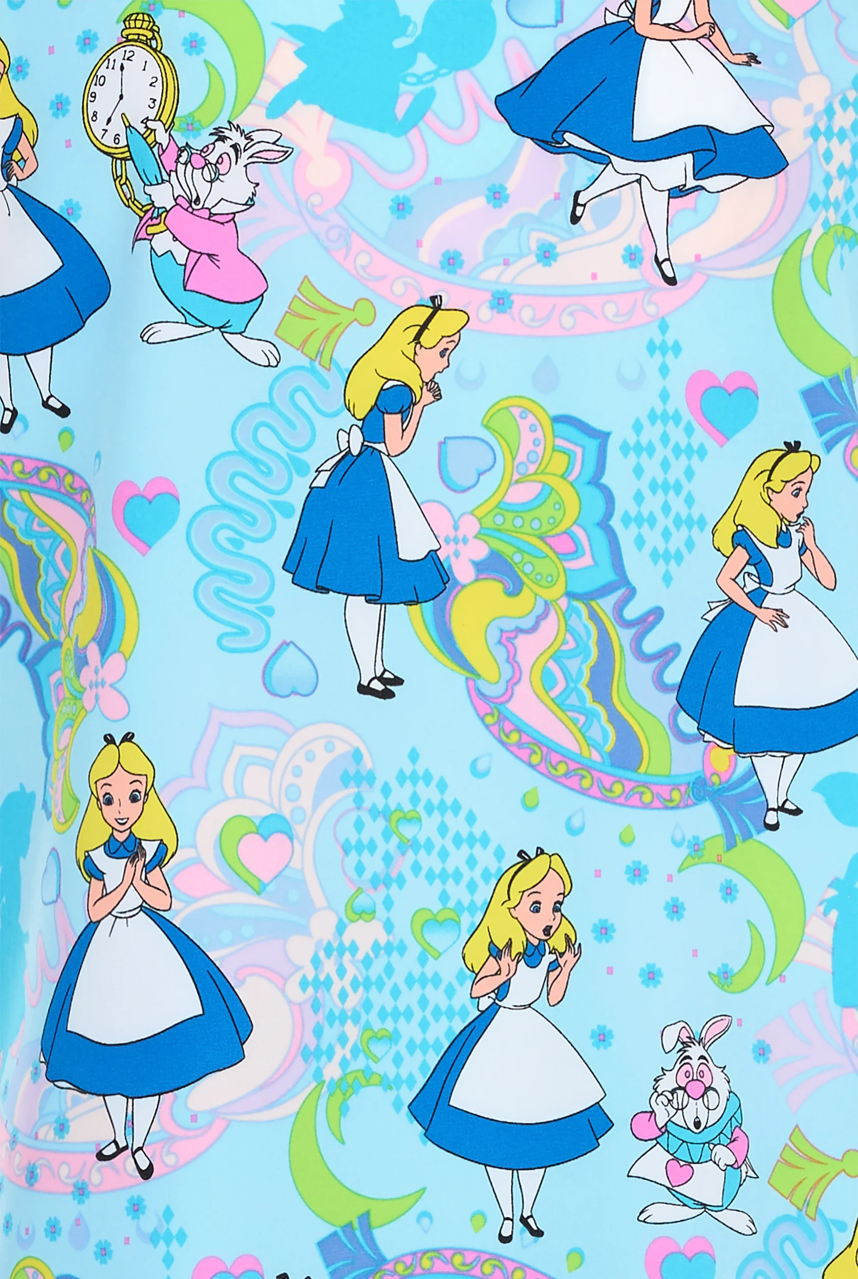 Tooniforms Disney's Alice Dreamland Women's 2-Pocket STRETCH V-Neck Print Scrub Top