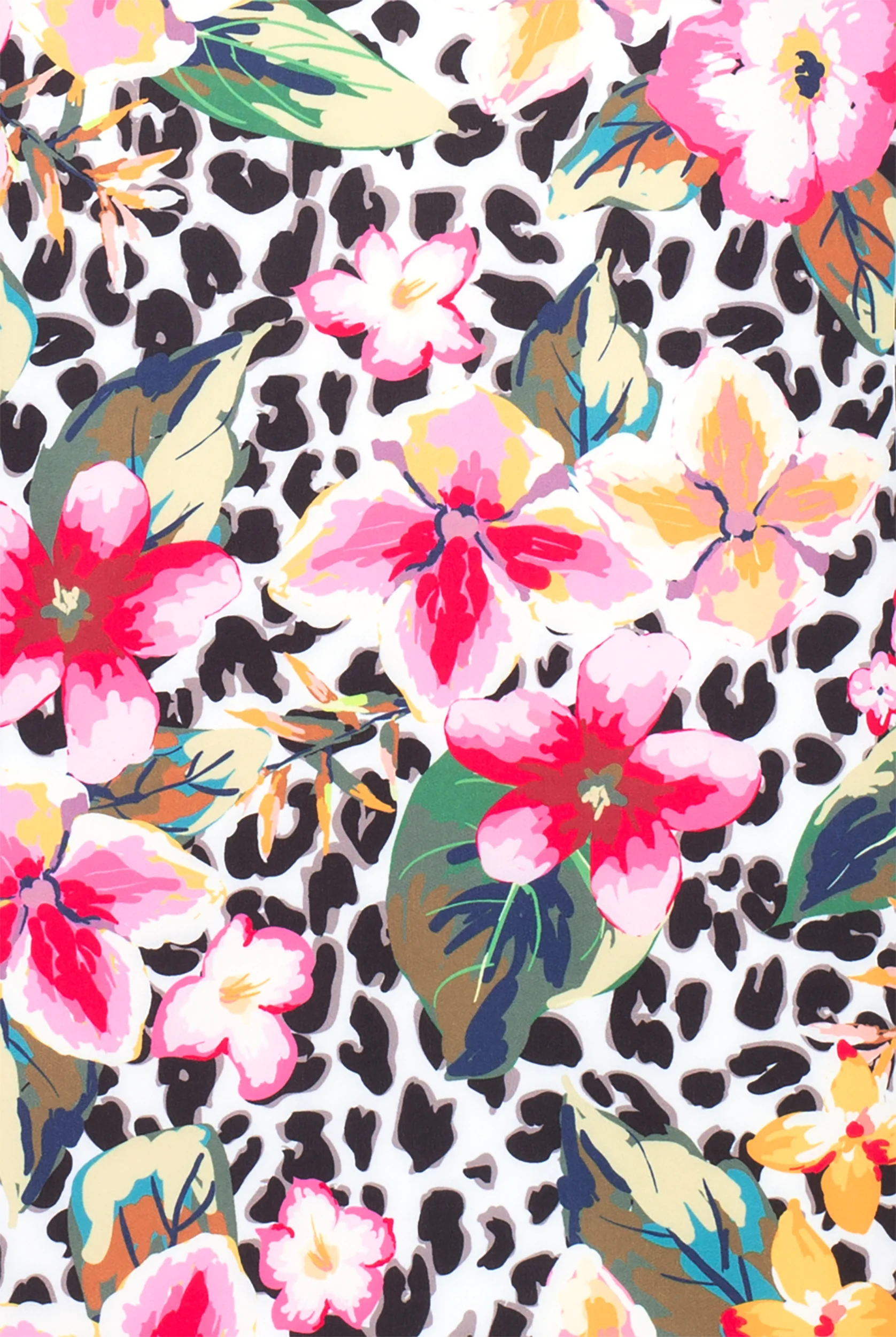 Maevn Wild Cats Floral Women's 3-Pocket STRETCH V-Neck Print Scrub Top