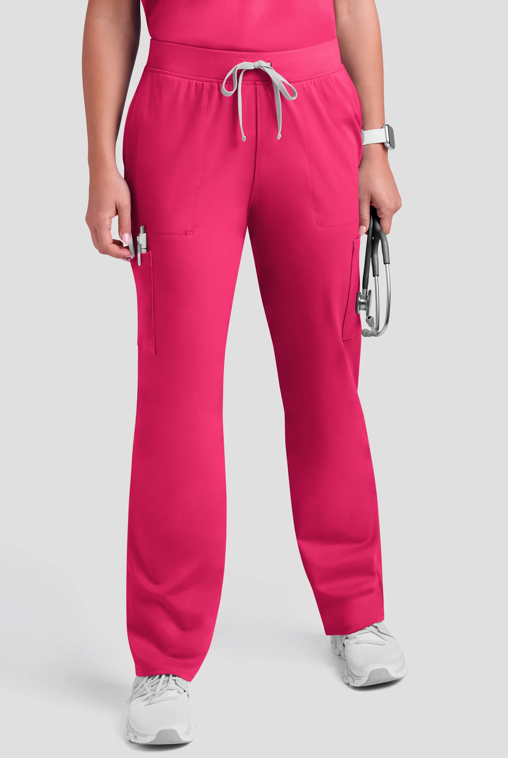 Cherokee Achieve Women's 5-Pocket STRETCH Elastic Waist Drawstring Cargo Scrub Pants