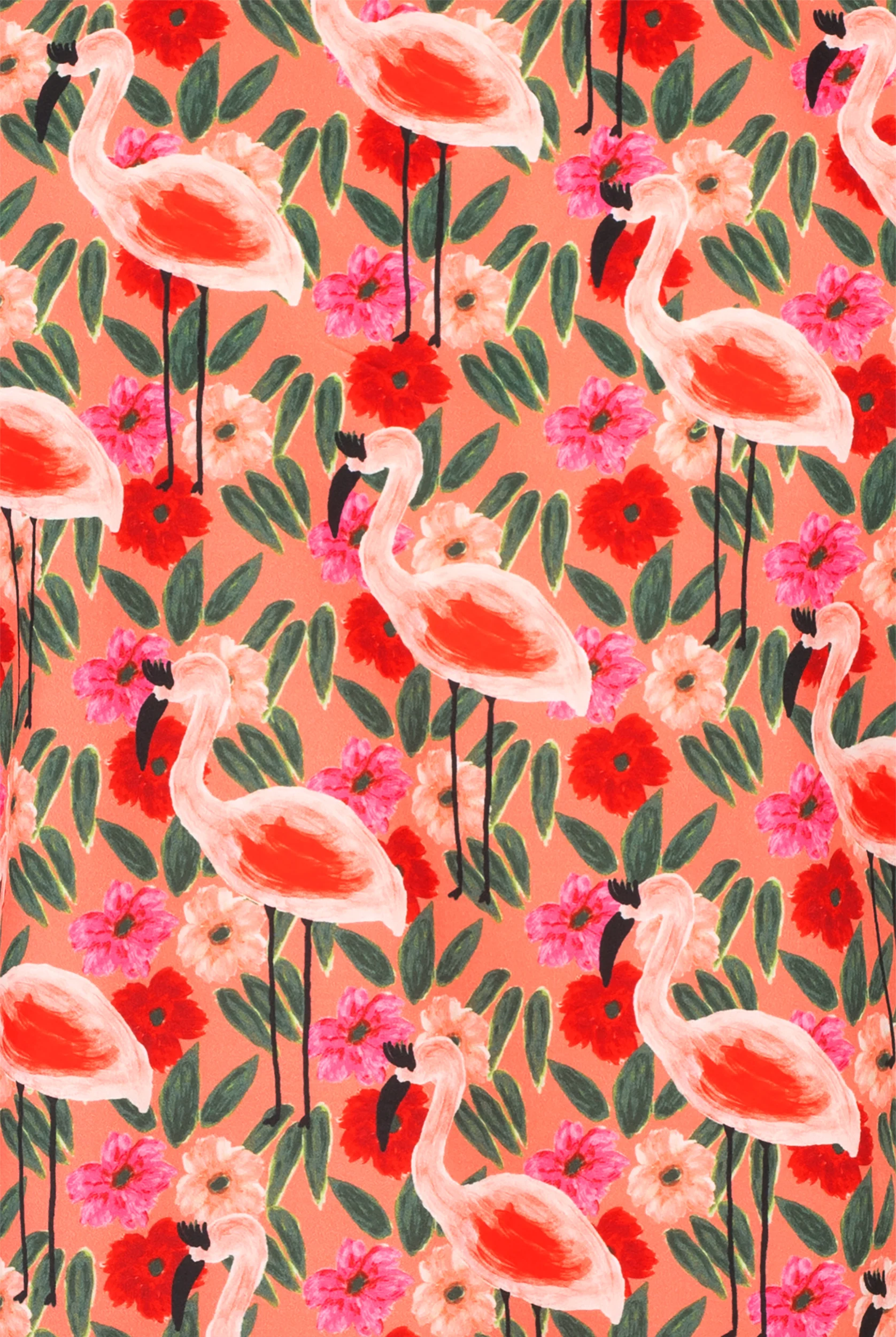 koi Next Gen Flamingo And Flowers Women's 2-Pocket STRETCH V-Neck Print Scrub Top