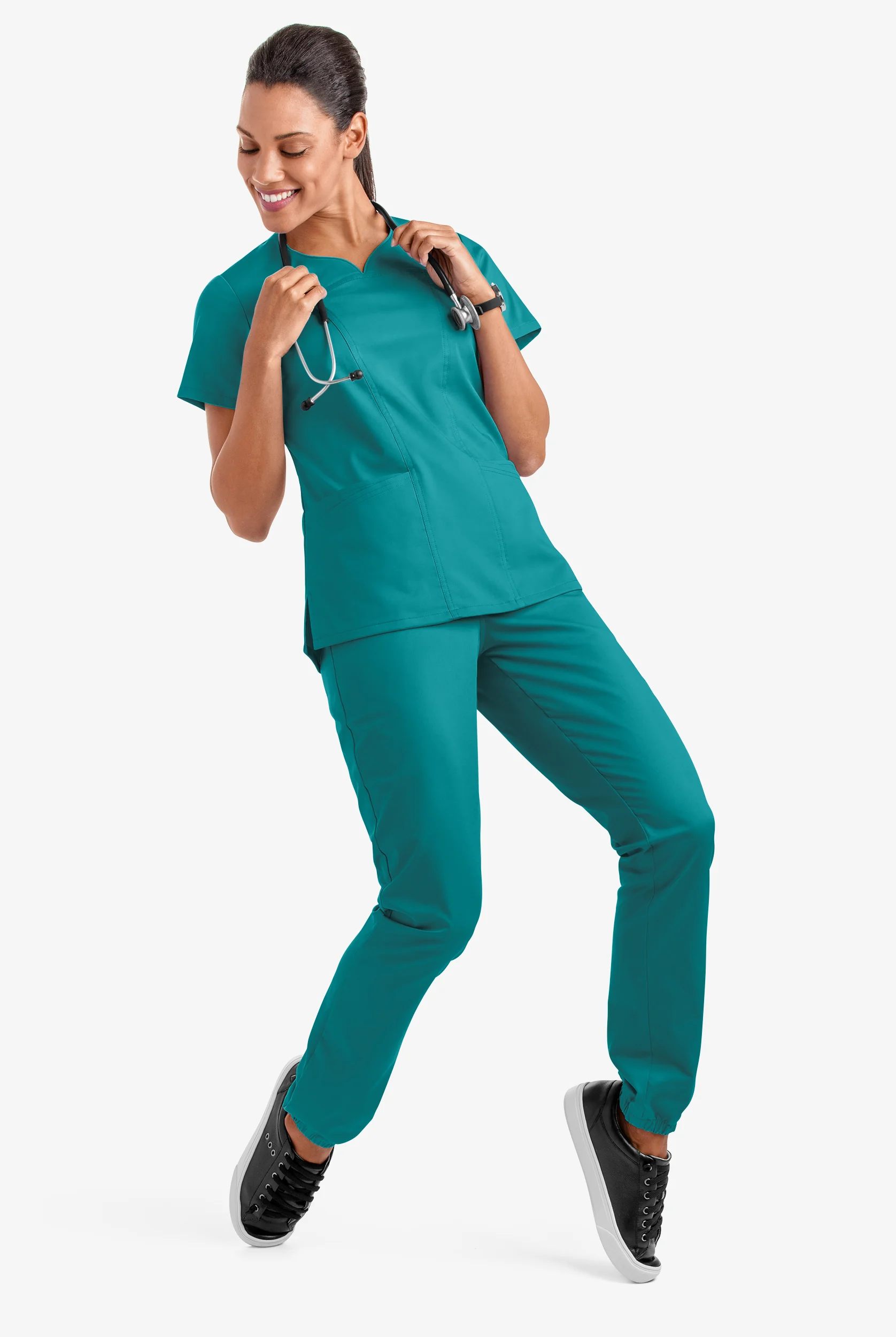 Butter-Soft STRETCH Women's 4-Pocket Sweetheart Neck Scrub Top