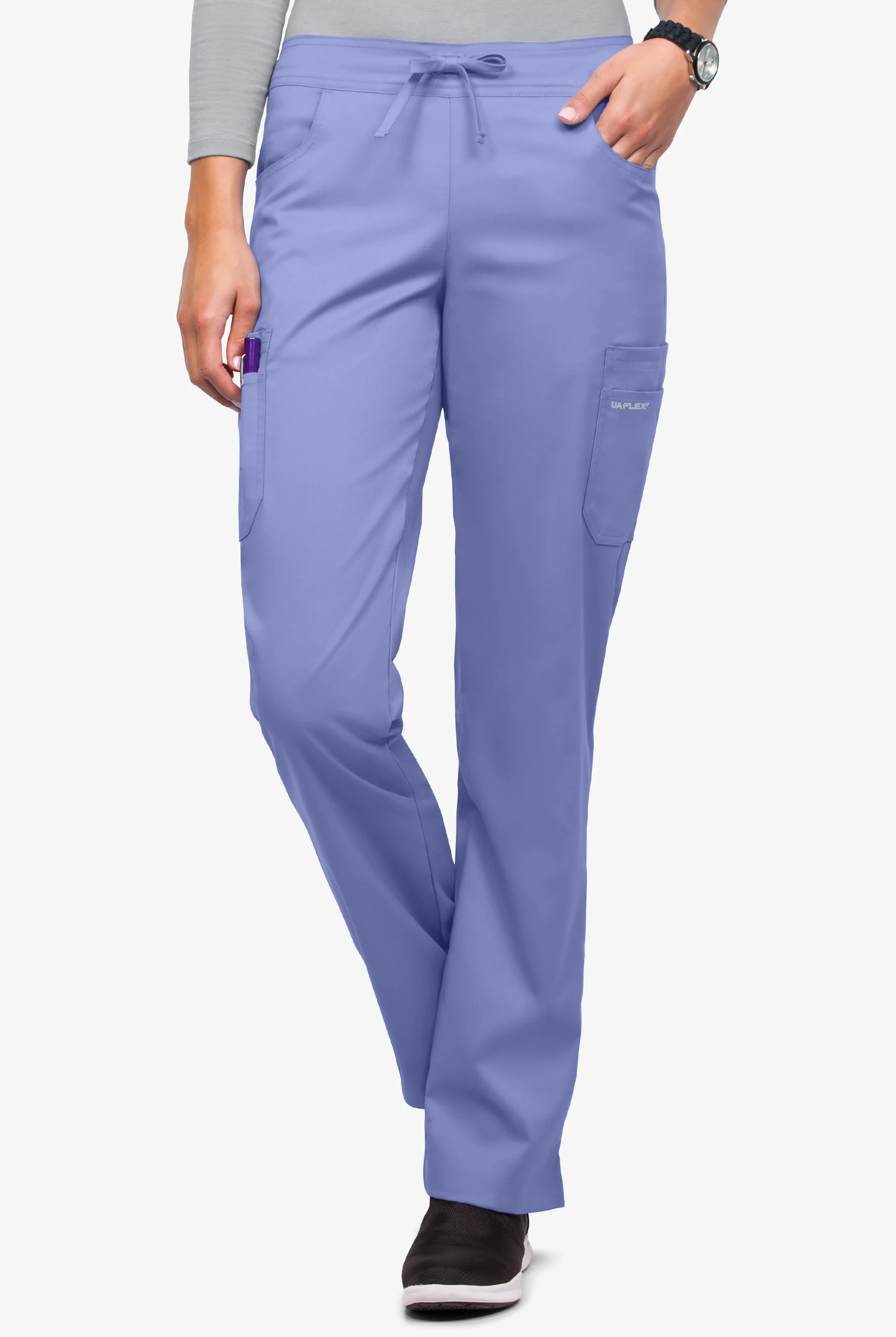 UA Flex2 Women's 7-Pocket Flat Front Cargo STRETCH Scrub Pants - Petite