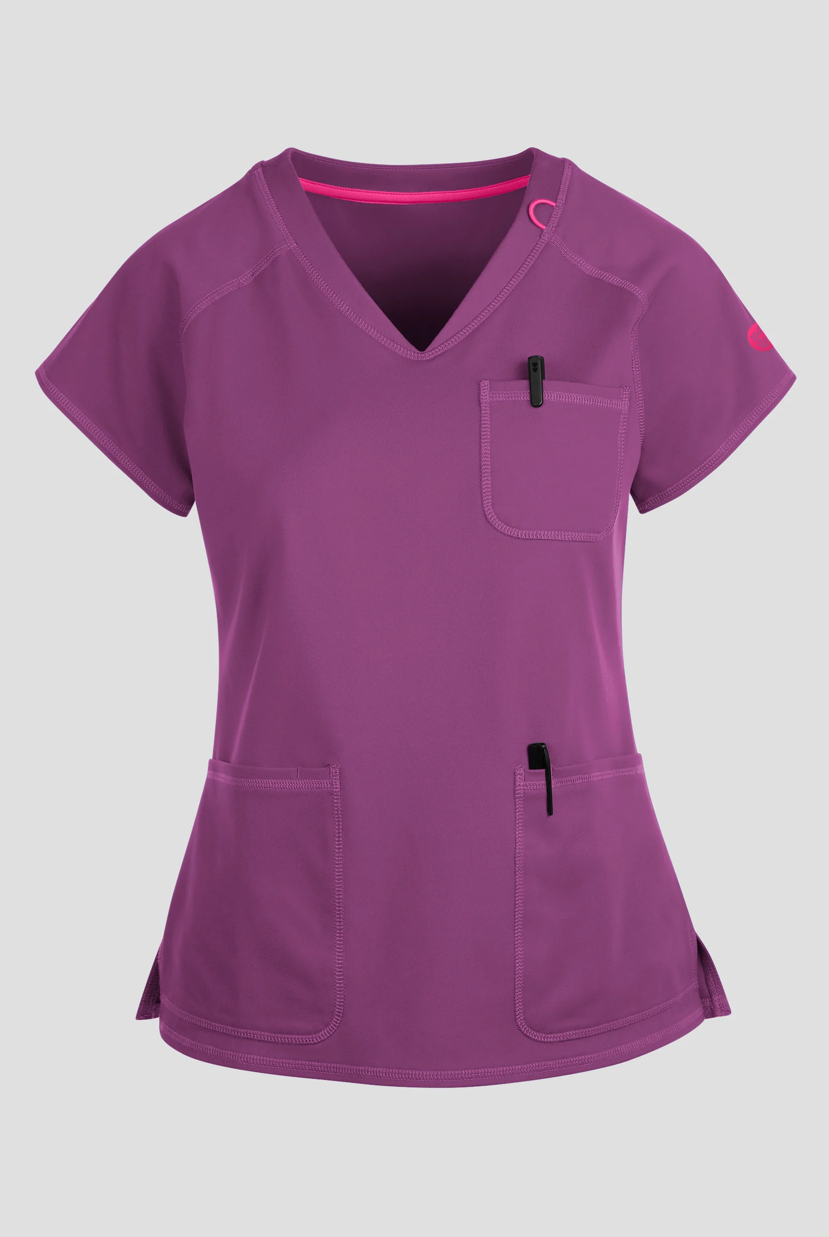 Blusa m&eacute;dica Med Couture Amp Knit STRETCH con cuello en V y 3 bolsillos para mujer