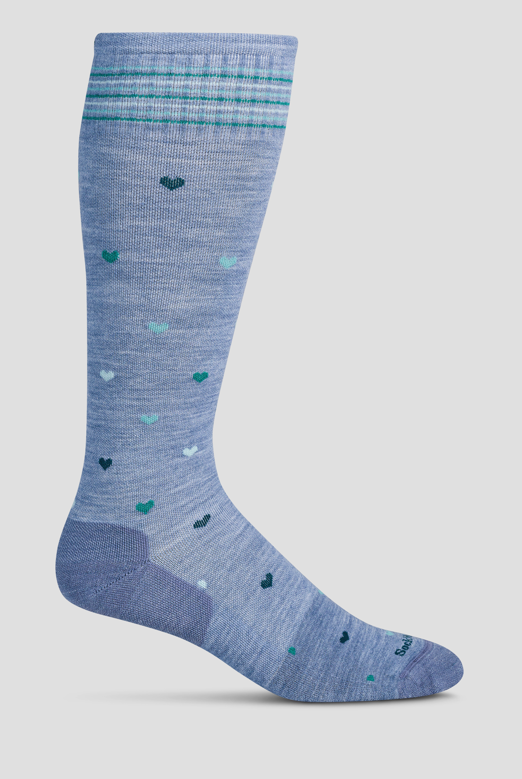 Calcetines de compresión anchos Sockwell Full Heart Bluestone para mujer - 15-20mmHg