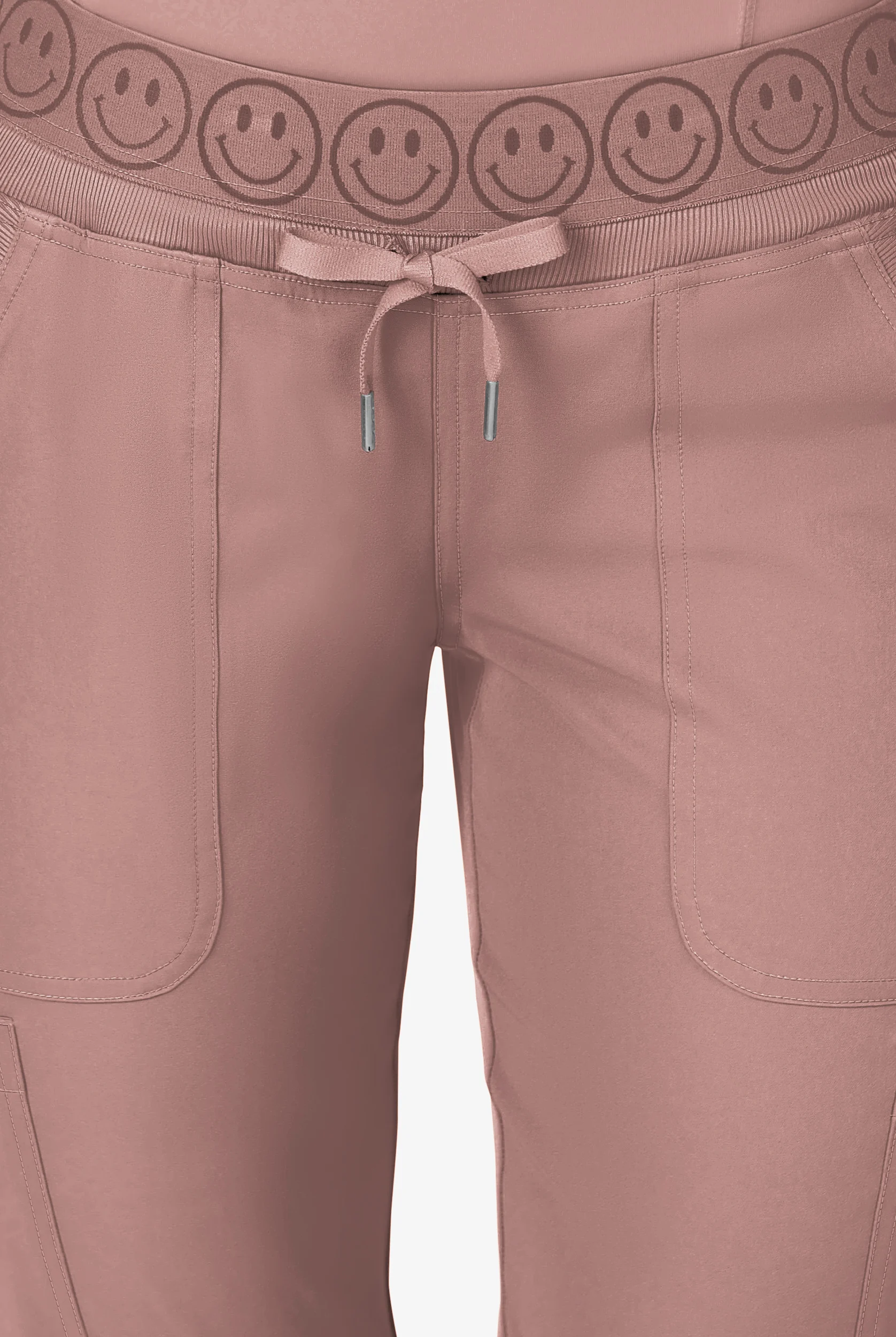 Pantal&oacute;n m&eacute;dico Zavate Ava Therese STRETCH Smiley Face estilo cargo jogger con cintura el&aacute;stica y 6 bolsillos para mujer