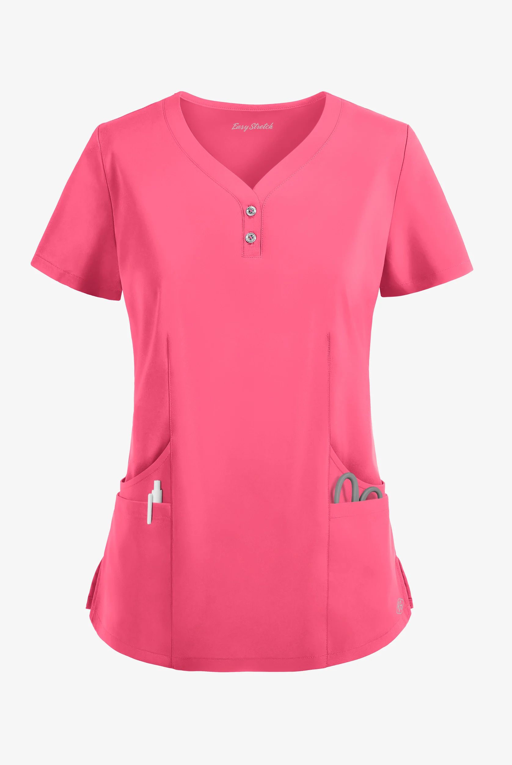 Easy STRETCH Demi Women's 4-Pocket Henley Scrub Top