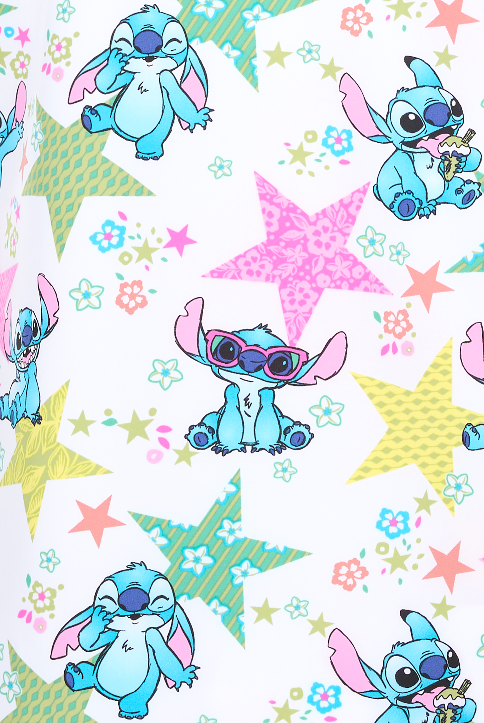 Blusa médica estampada Tooniforms Disney's Star Flower Stitch STRETCH con cuello en V y 2 bolsillos para mujer